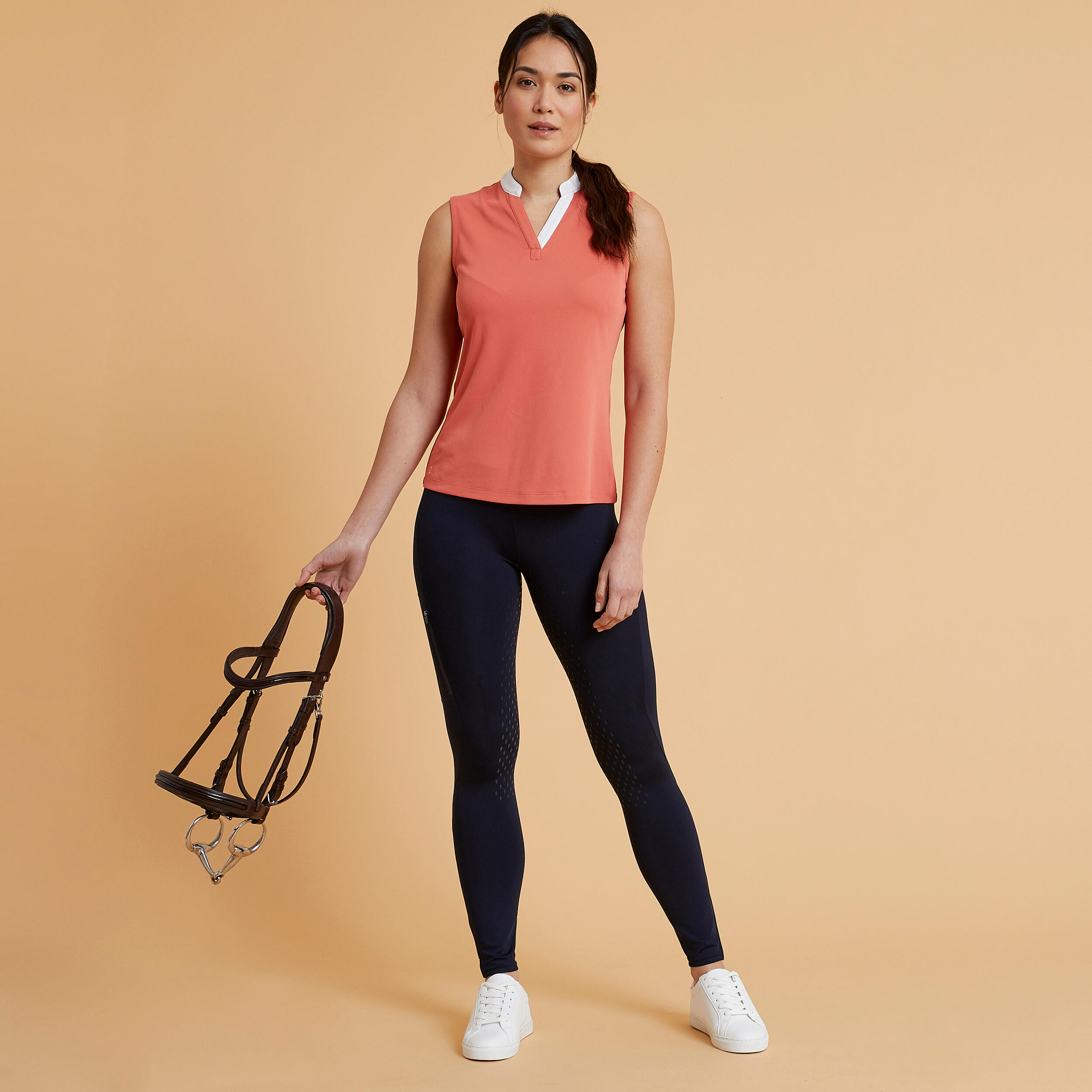 Women's Horse Riding Full Grip Leggings - 500 Blue