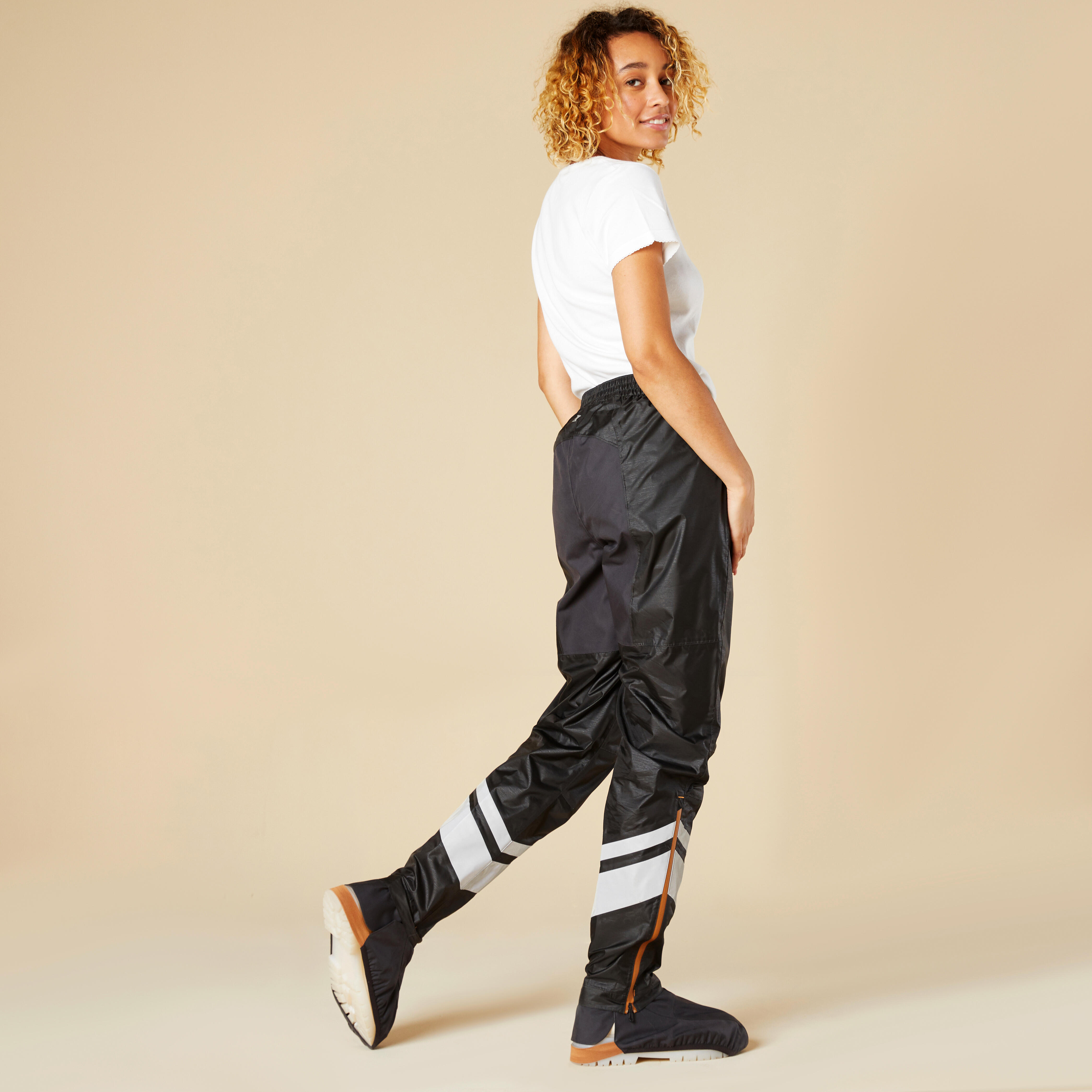 Women's City Cycling Rain Overpants with Built-In Overshoes, 540