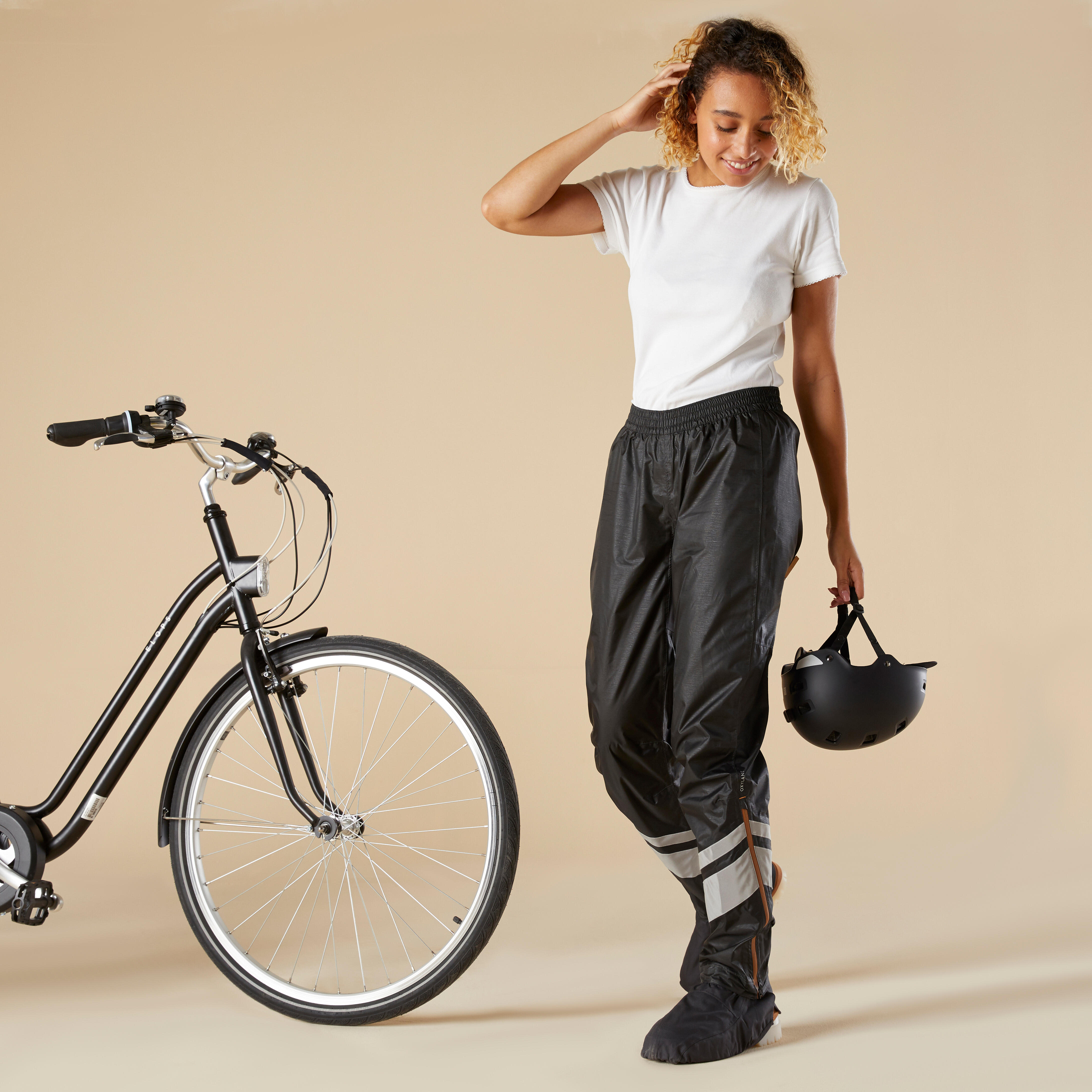 Women's City Cycling Rain Overpants with Built-In Overshoes, 540