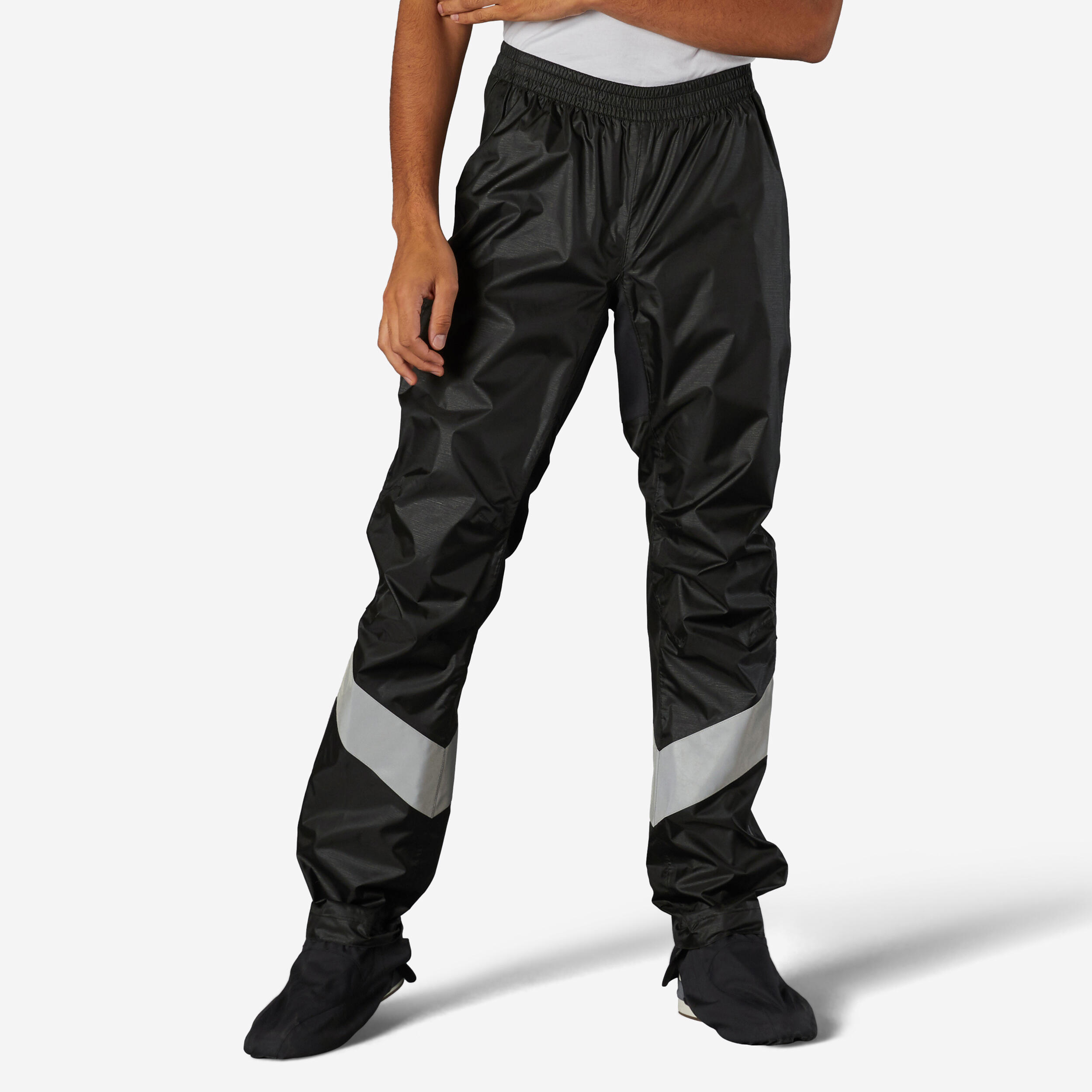 Men's City Cycling Rain Overpants with Built-In Overshoes, 540