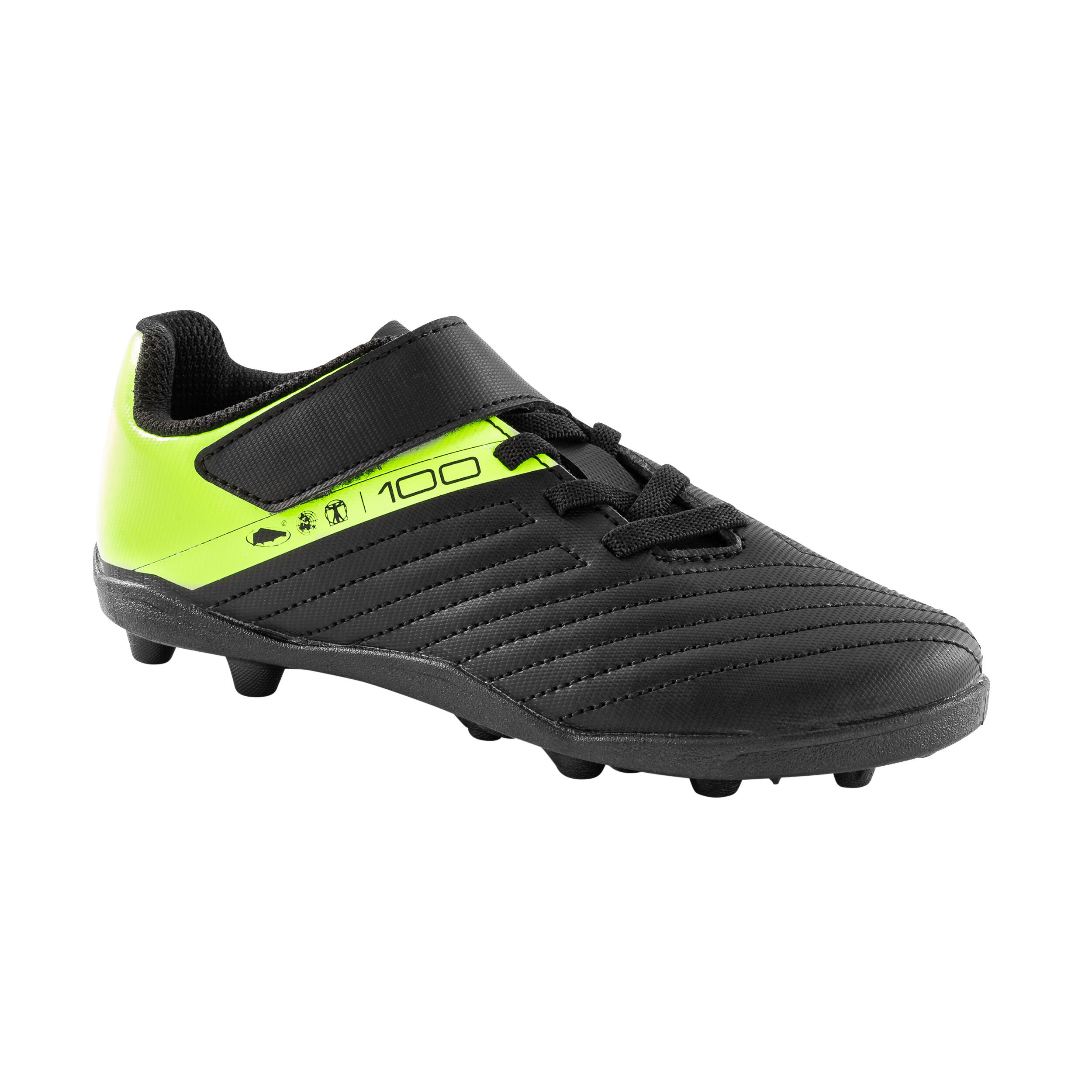 Kidsâ Soccer Cleats - Easy 100  Black/Yellow