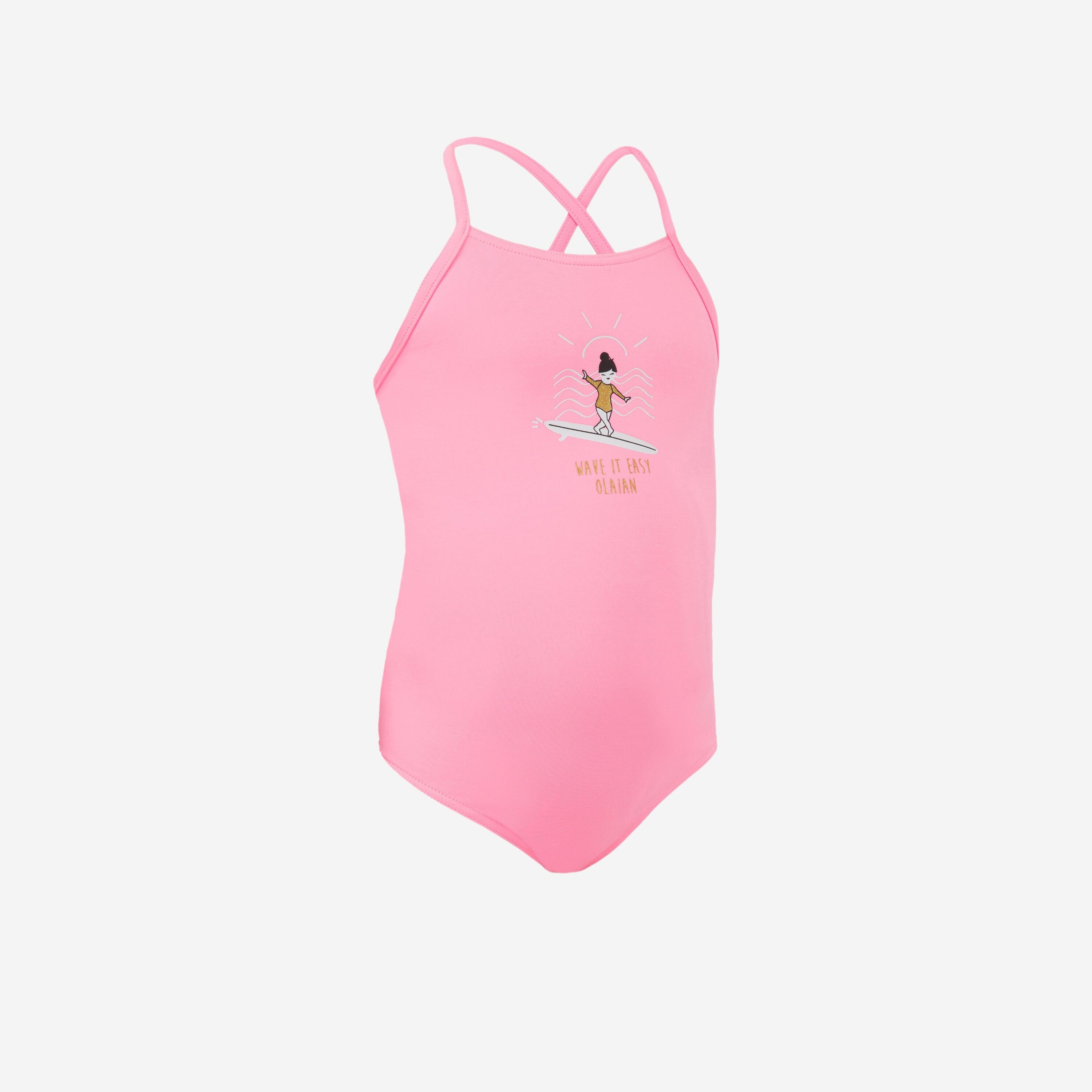 Girls' 1-Piece Surfing Swimsuit, Hanalei 100