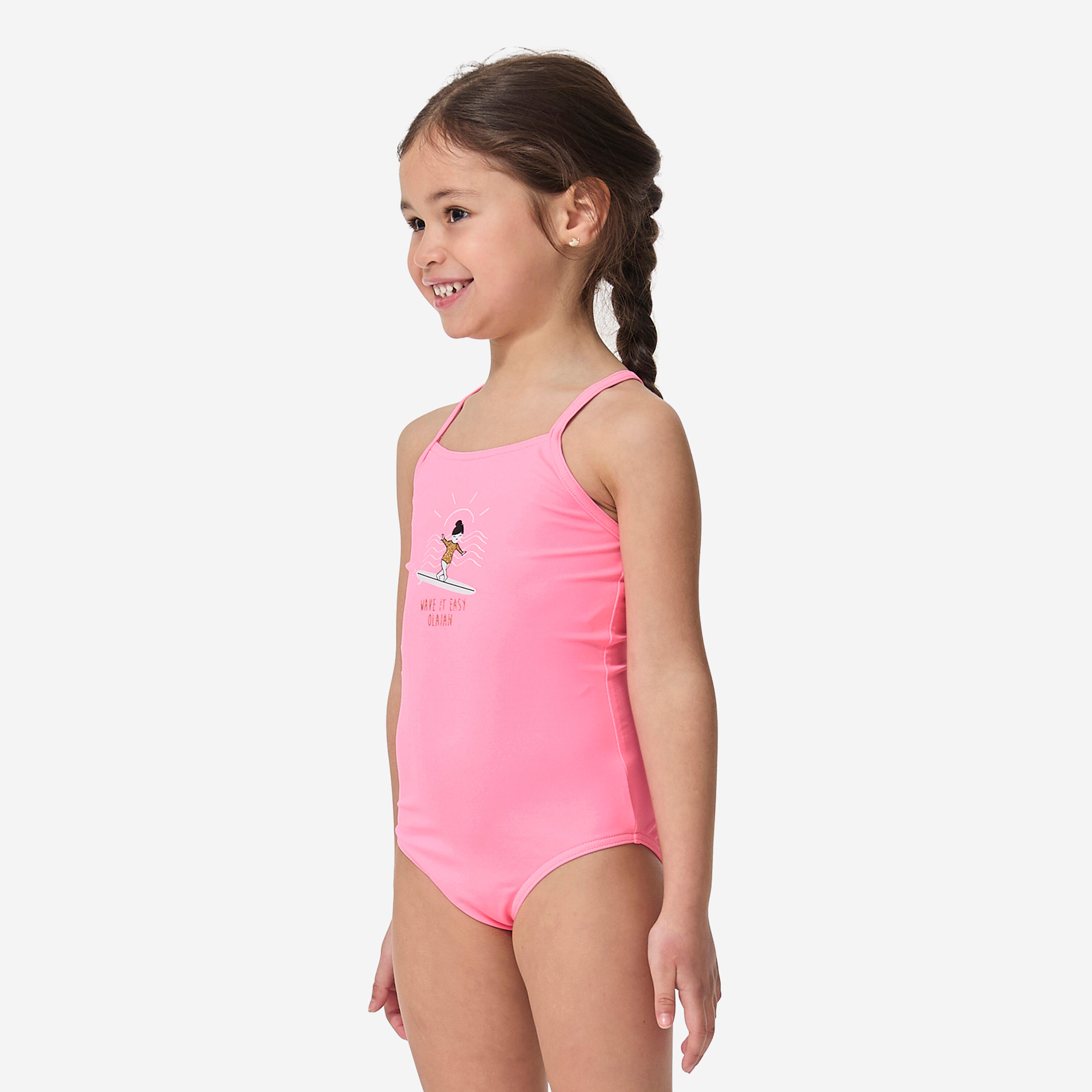 Girls' 1-Piece Surfing Swimsuit, Hanalei 100