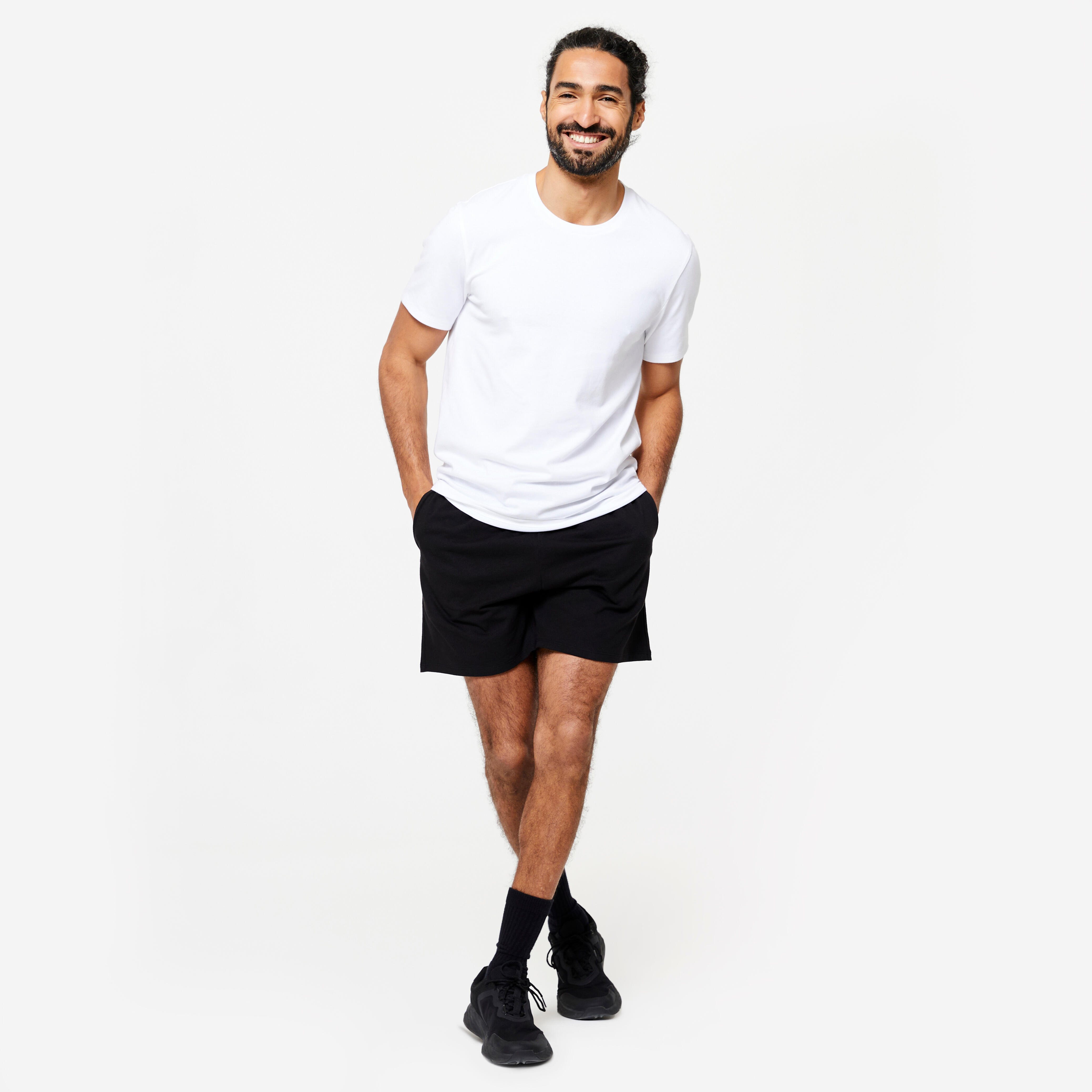 Men’s Straight-Cut Fitness Shorts - 100 Black