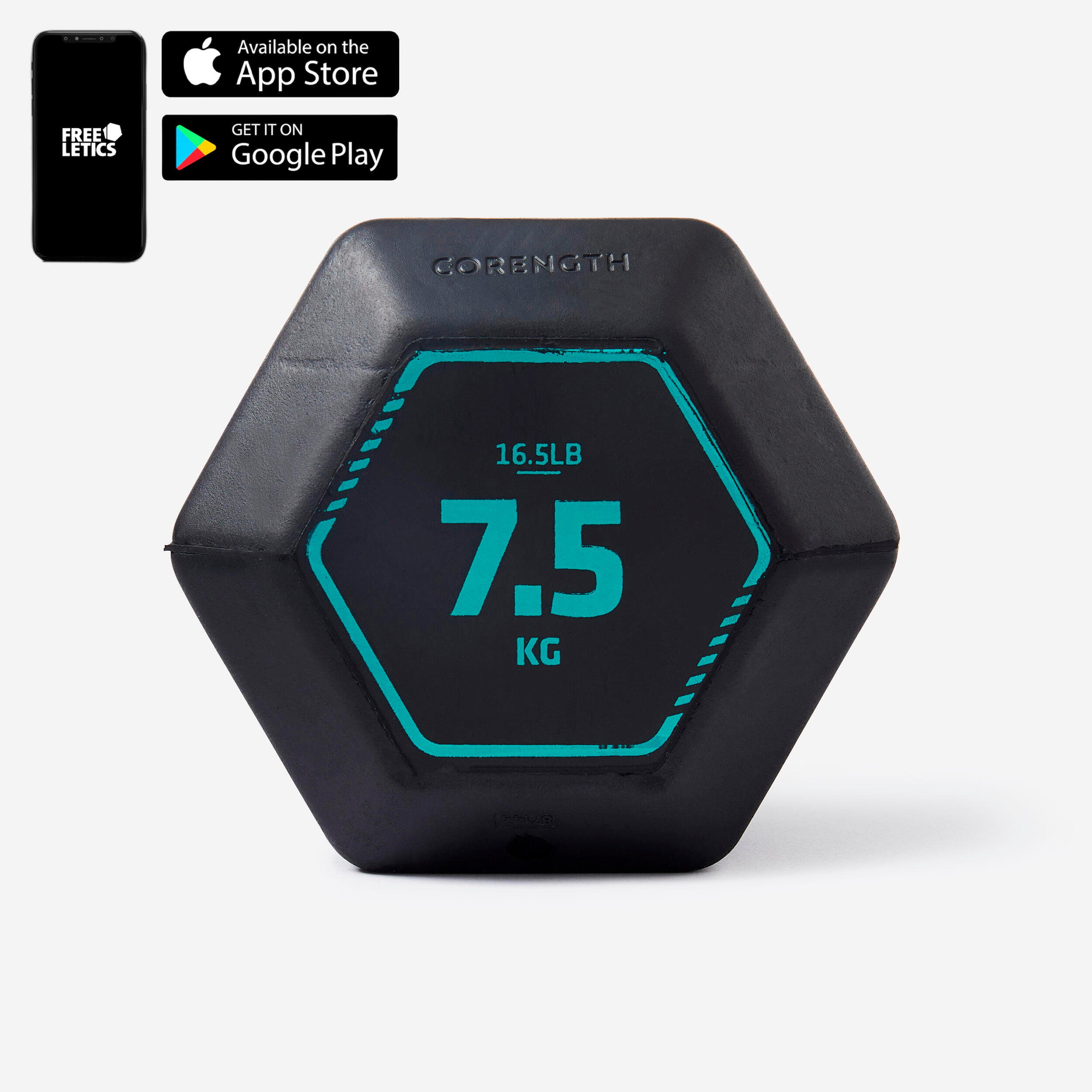 7.5 kg Weight Training Hexagonal Dumbbell - Black