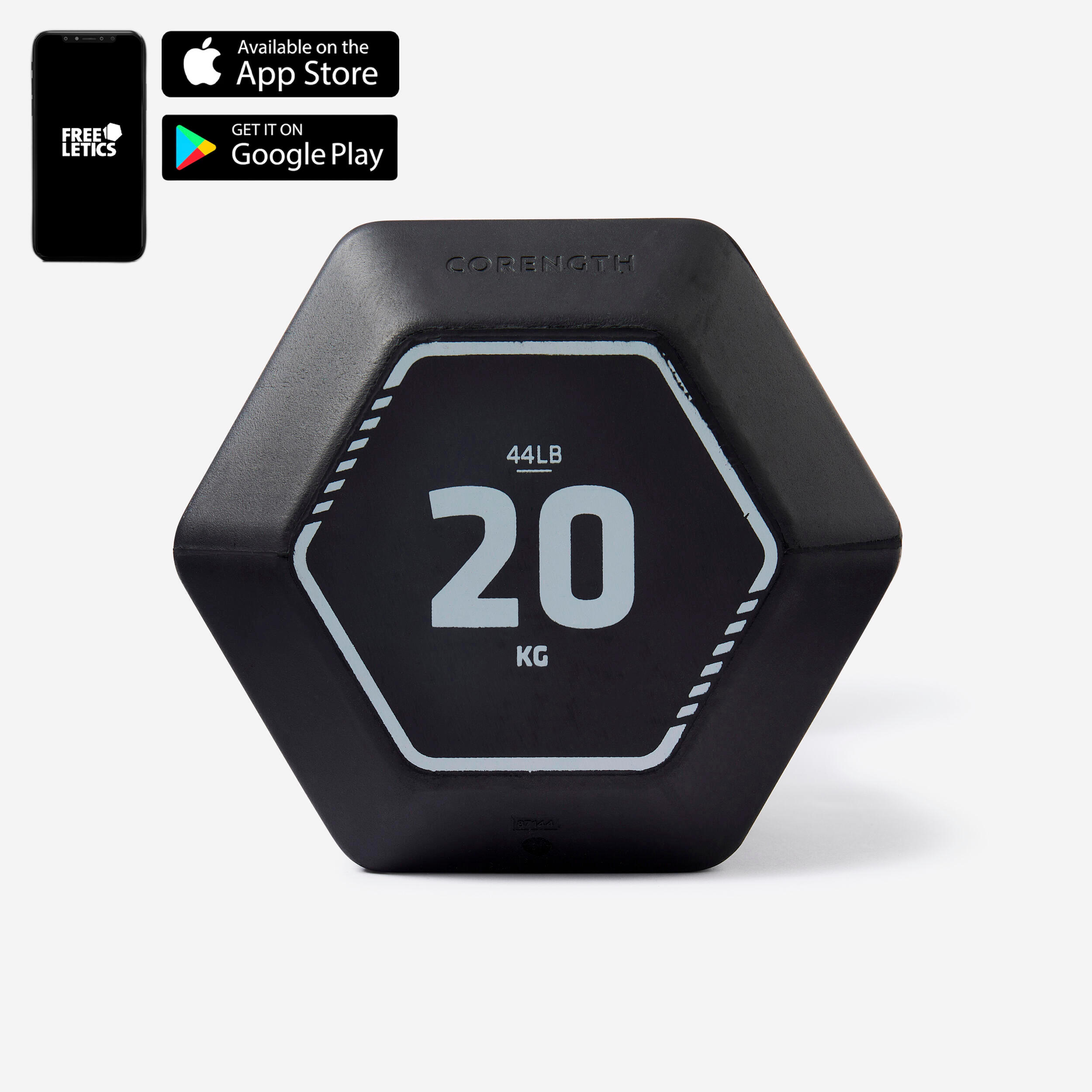 20 kg Weight Training Hex Dumbbell - Black