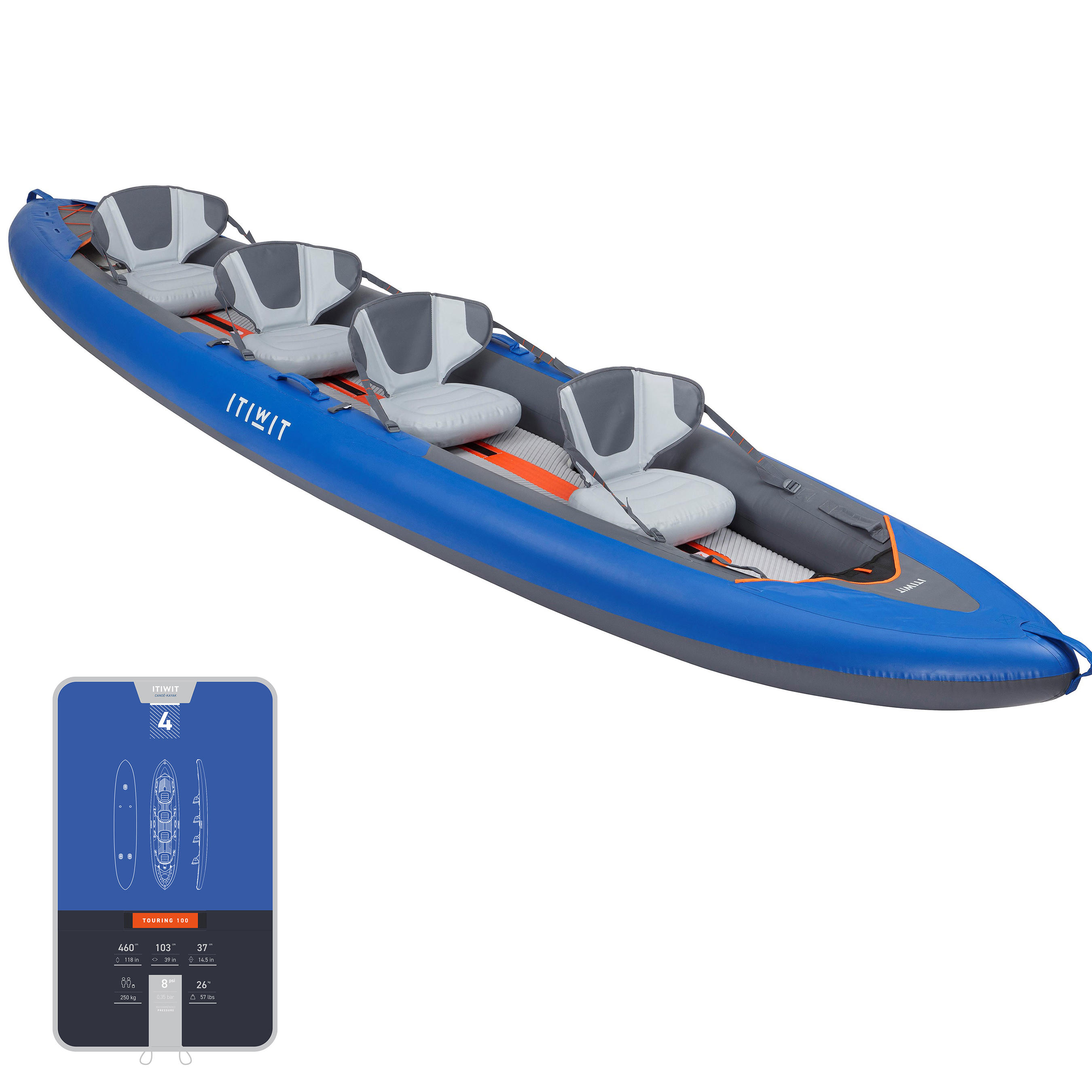 Inflatable Bottom Bladder Kayak x100+ 4P