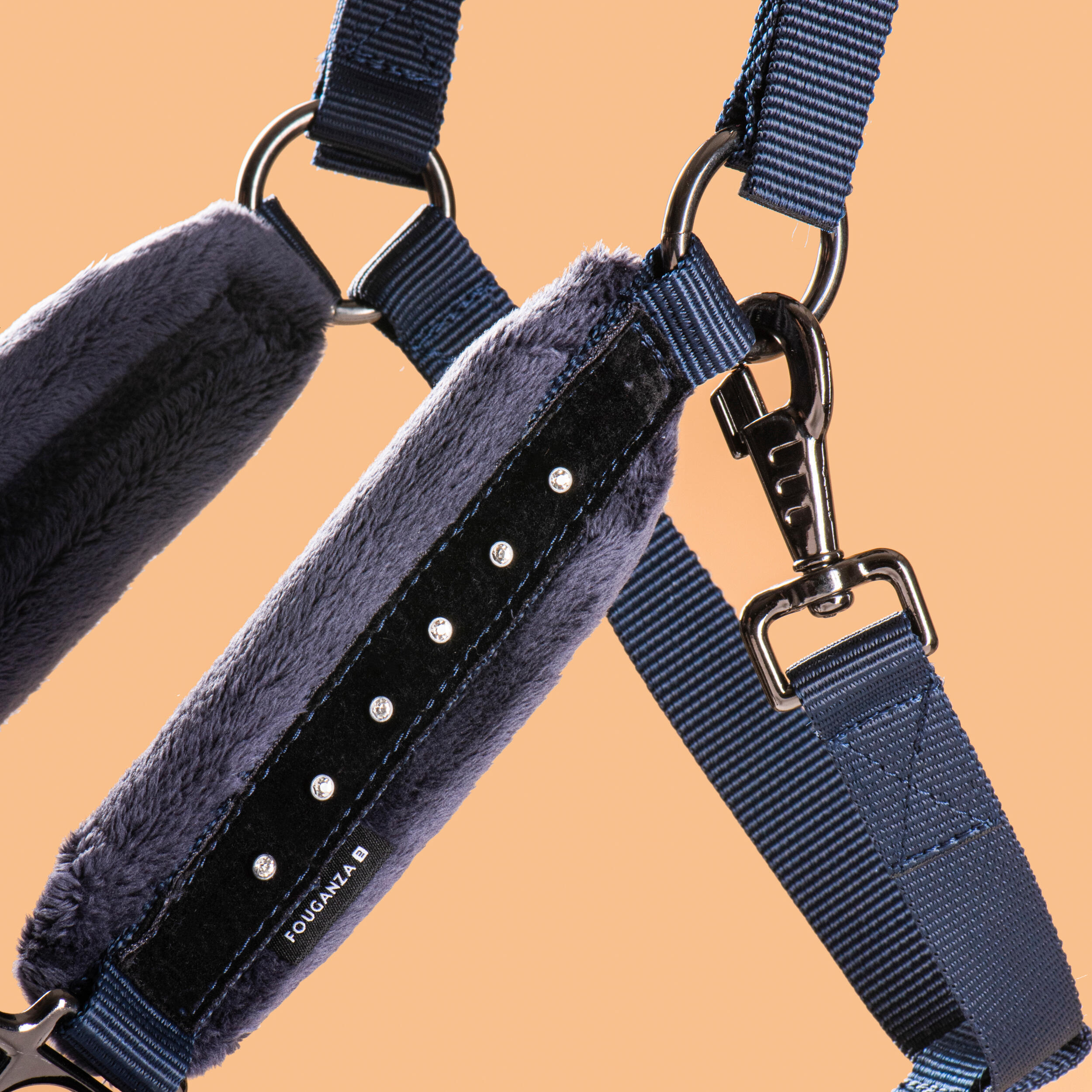 Horse & Pony Riding Halter and Leadrope Set - Rhinestone Blue/Black