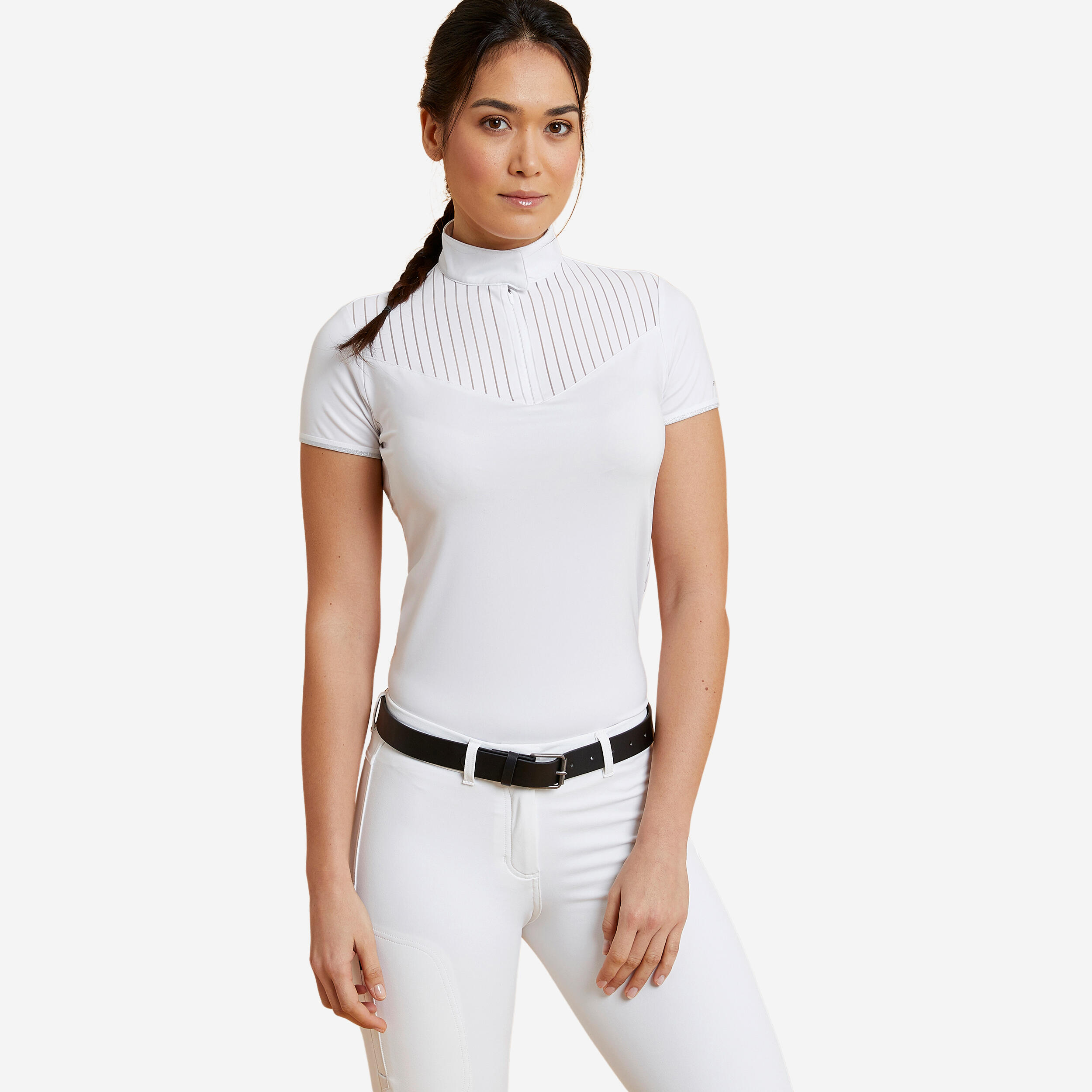 Women's Horse Riding Short-Sleeved Competition Polo - 500 White