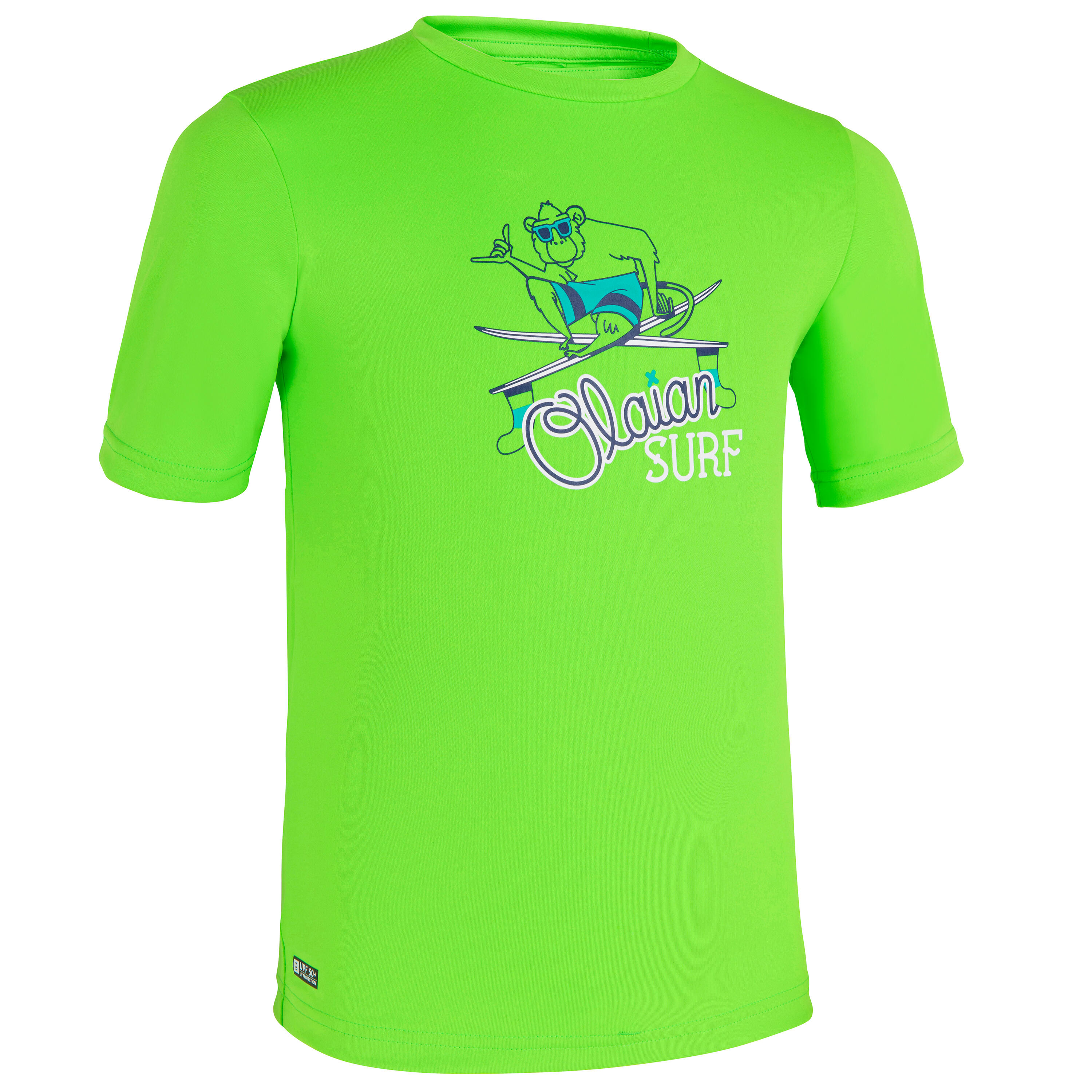 Kidsâ Short-Sleeved Surfing Rash Guard, 100