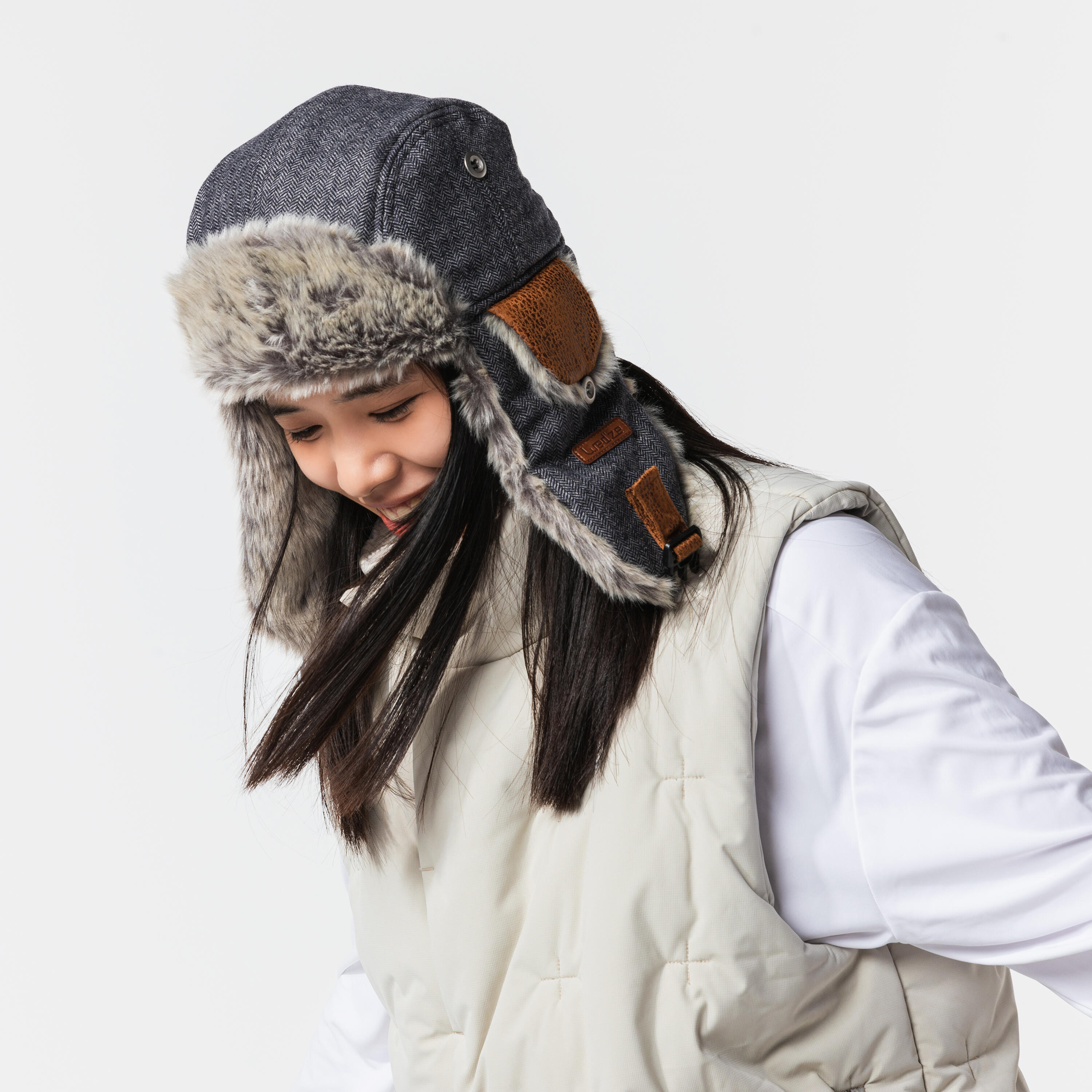 Ski Ushanka Hat with FauxFur - Grey