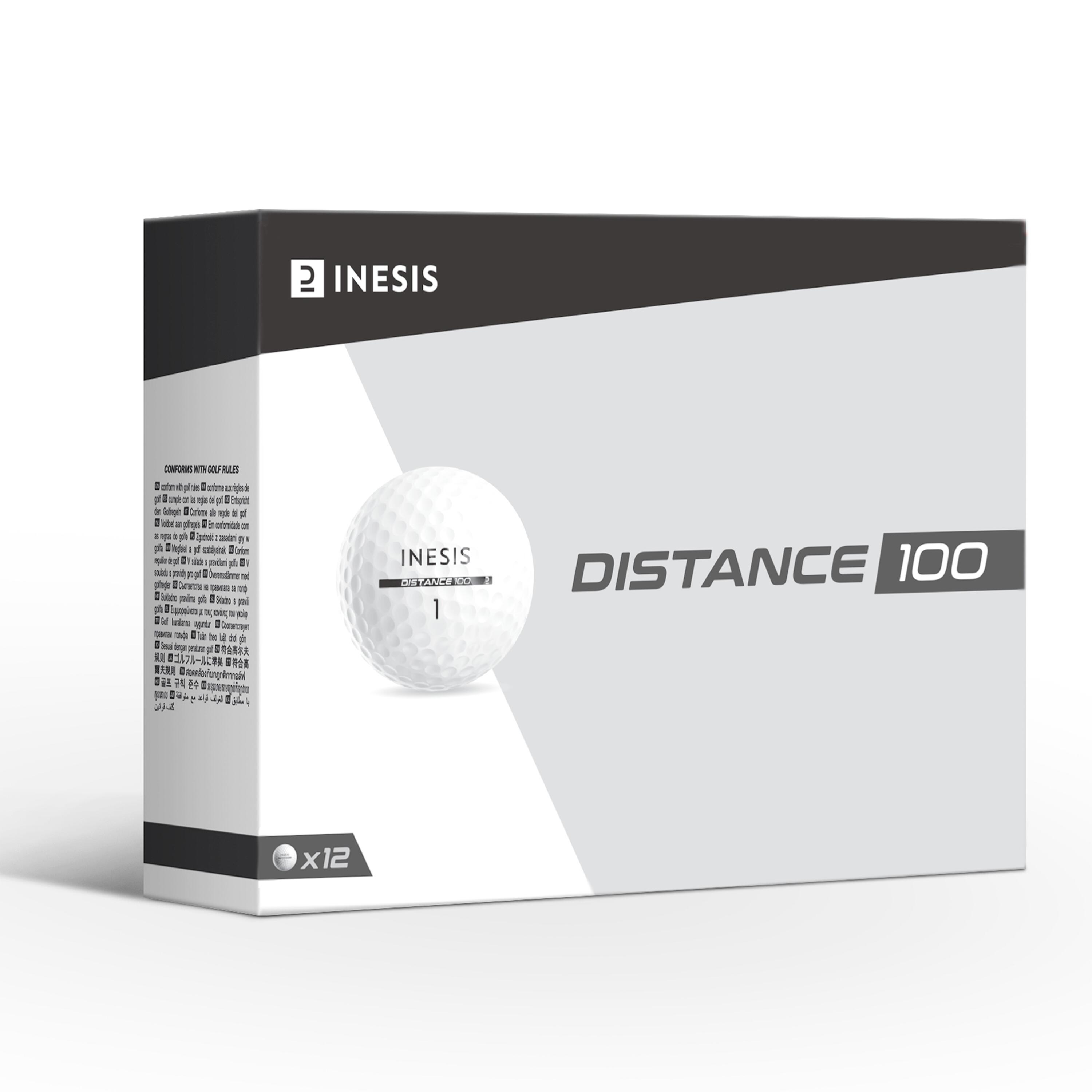 Golf Balls x12 - Inesis Distance 100 White