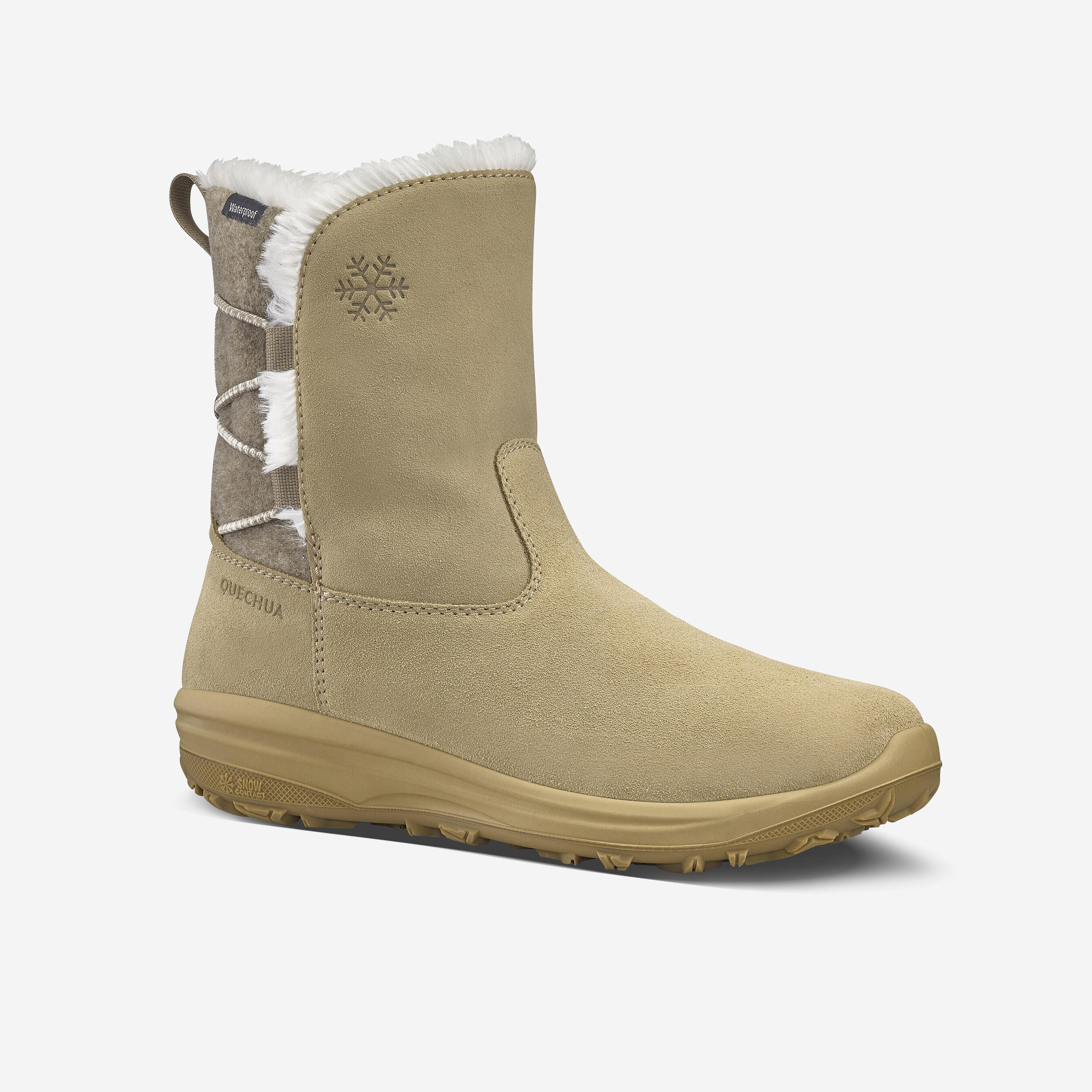 Womenâs Waterproof Leather Winter Boots - SH 500