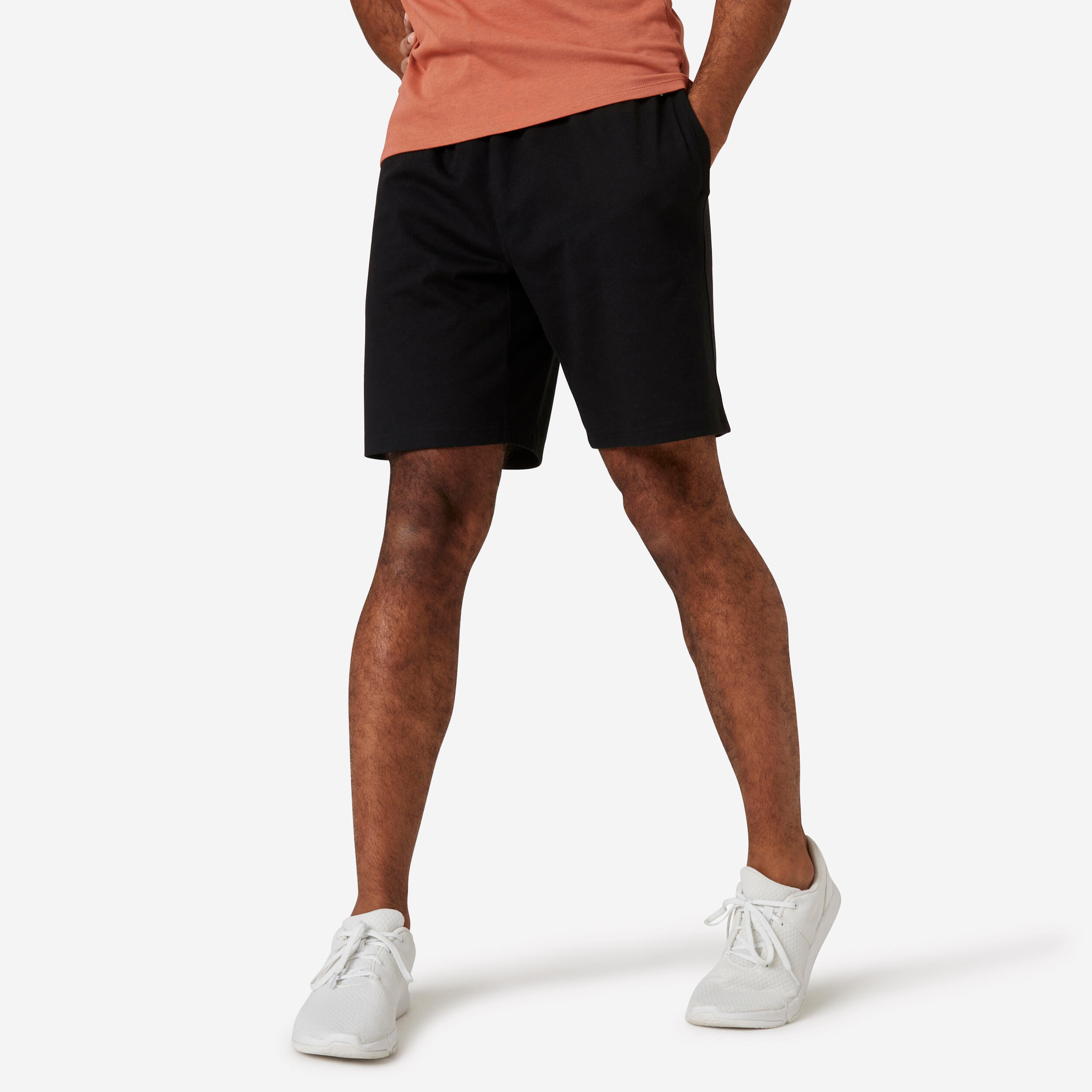 Menâs Straight-Cut Fitness Shorts - Essential 500 Black