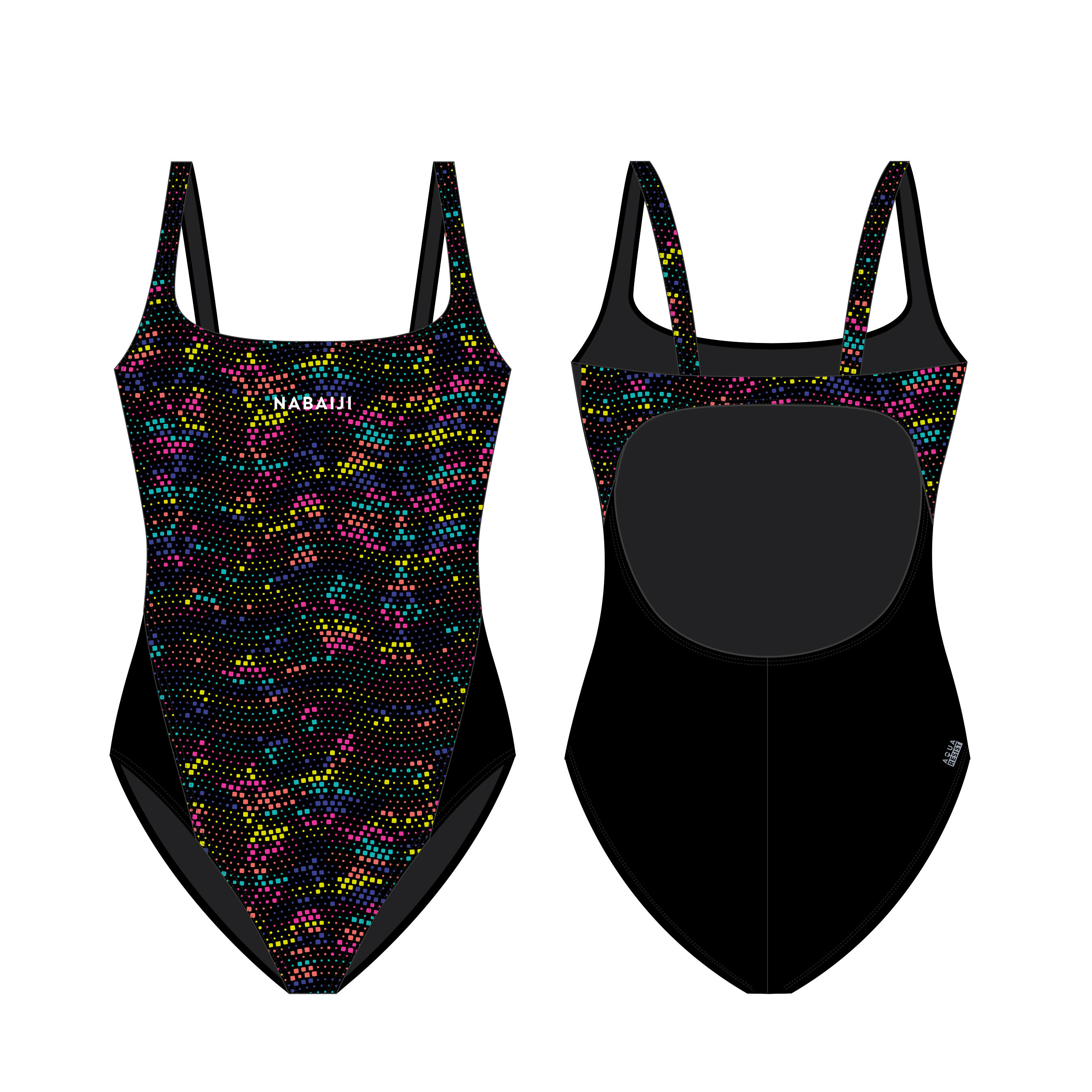 Girls' Chlorine-Resistant One-Piece Swimsuit with Print â Kamiye 500