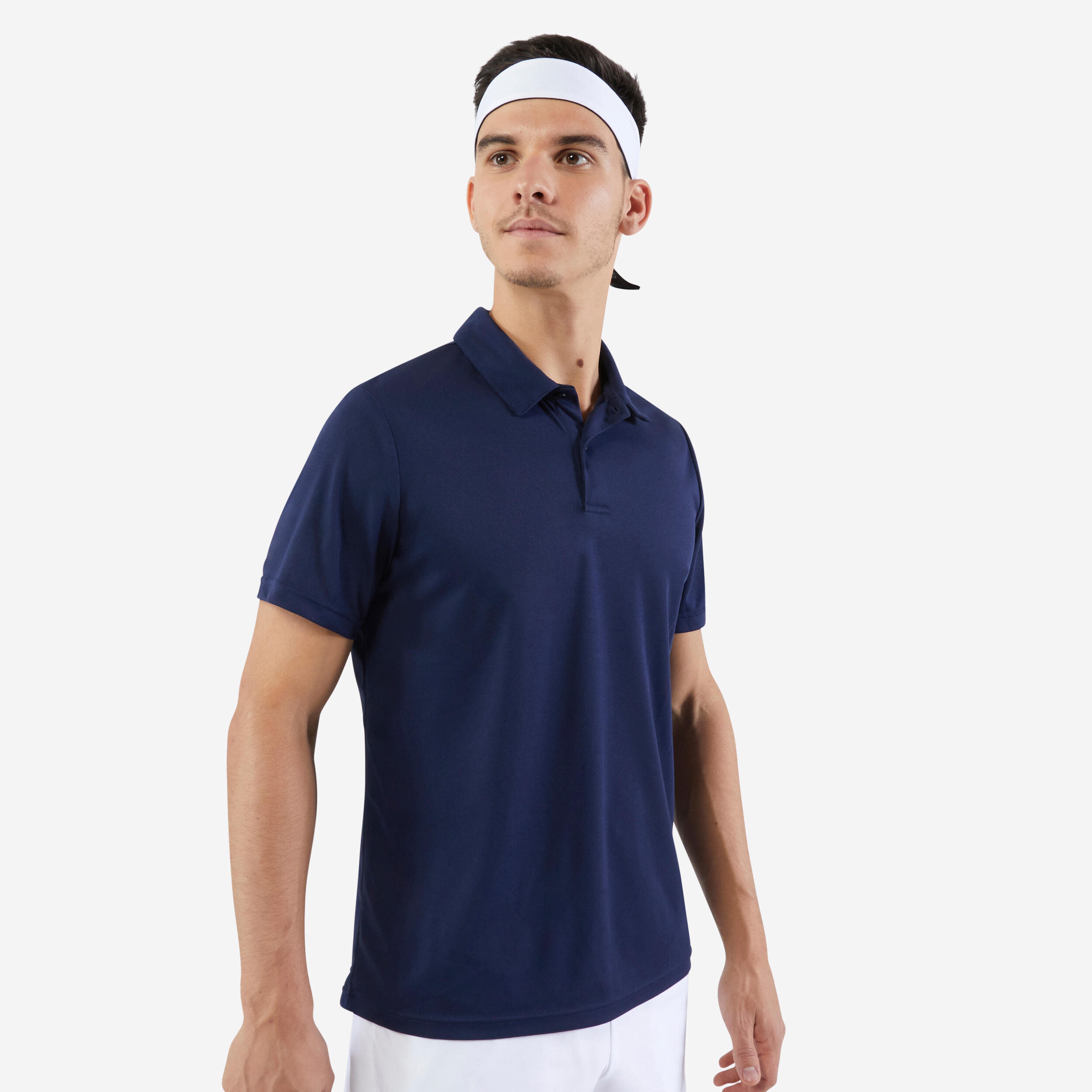 Men's Tennis Short-Sleeved Polo Shirt Essential - Dry 100 Navy