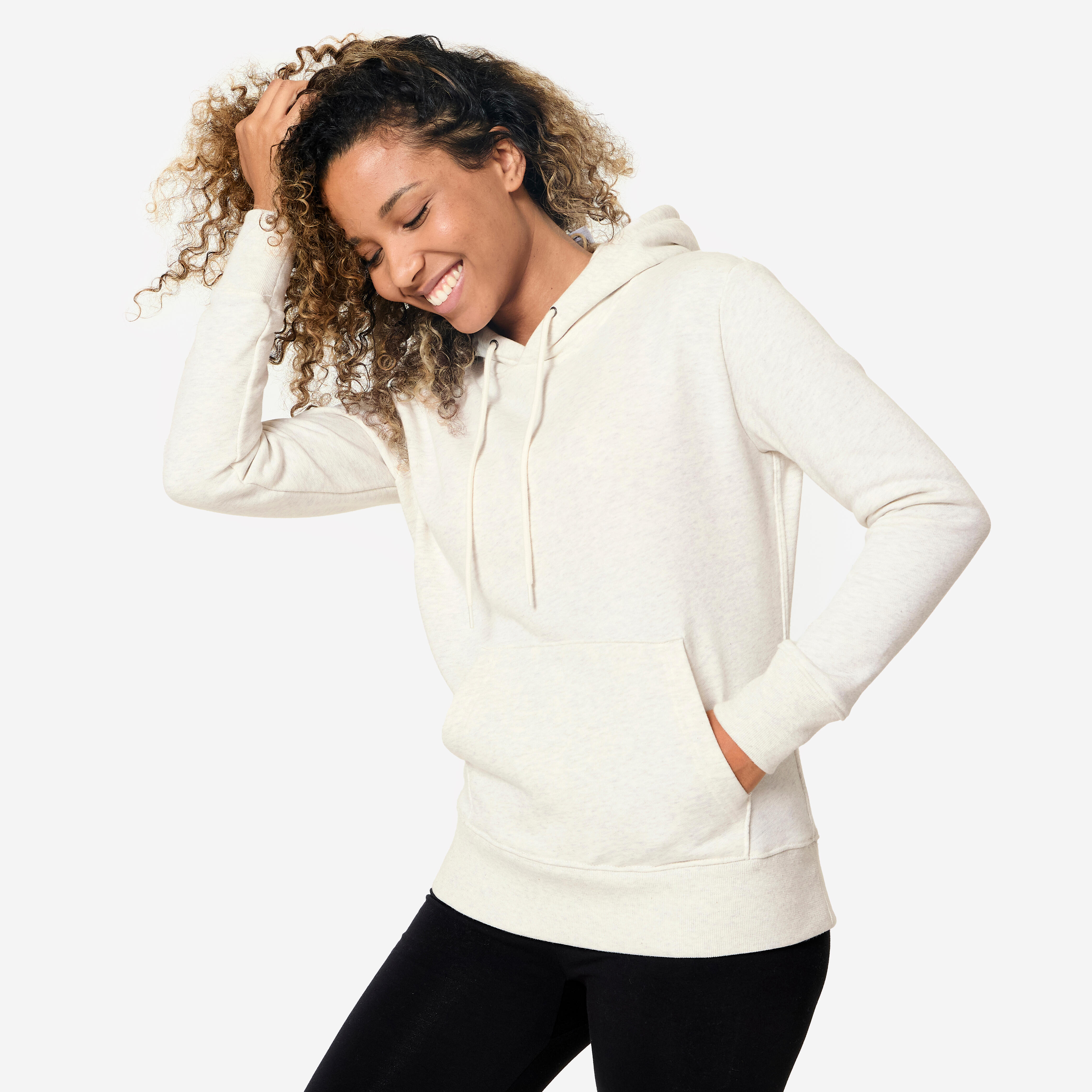 Womenâs Fitness Hoodie - 500 Essentials White