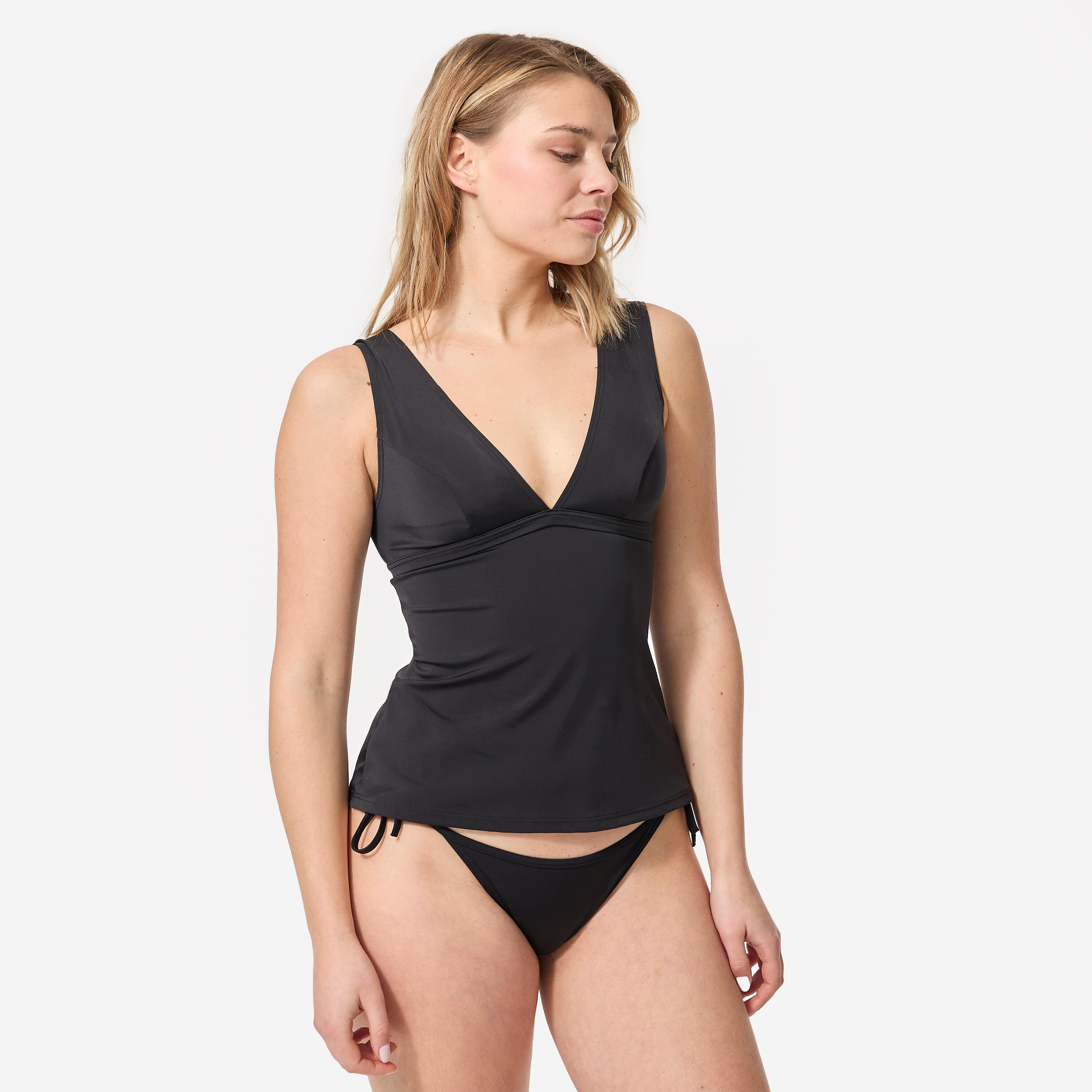 Womenâs V-Neck Tankini Swimsuit Top - Marine Black
