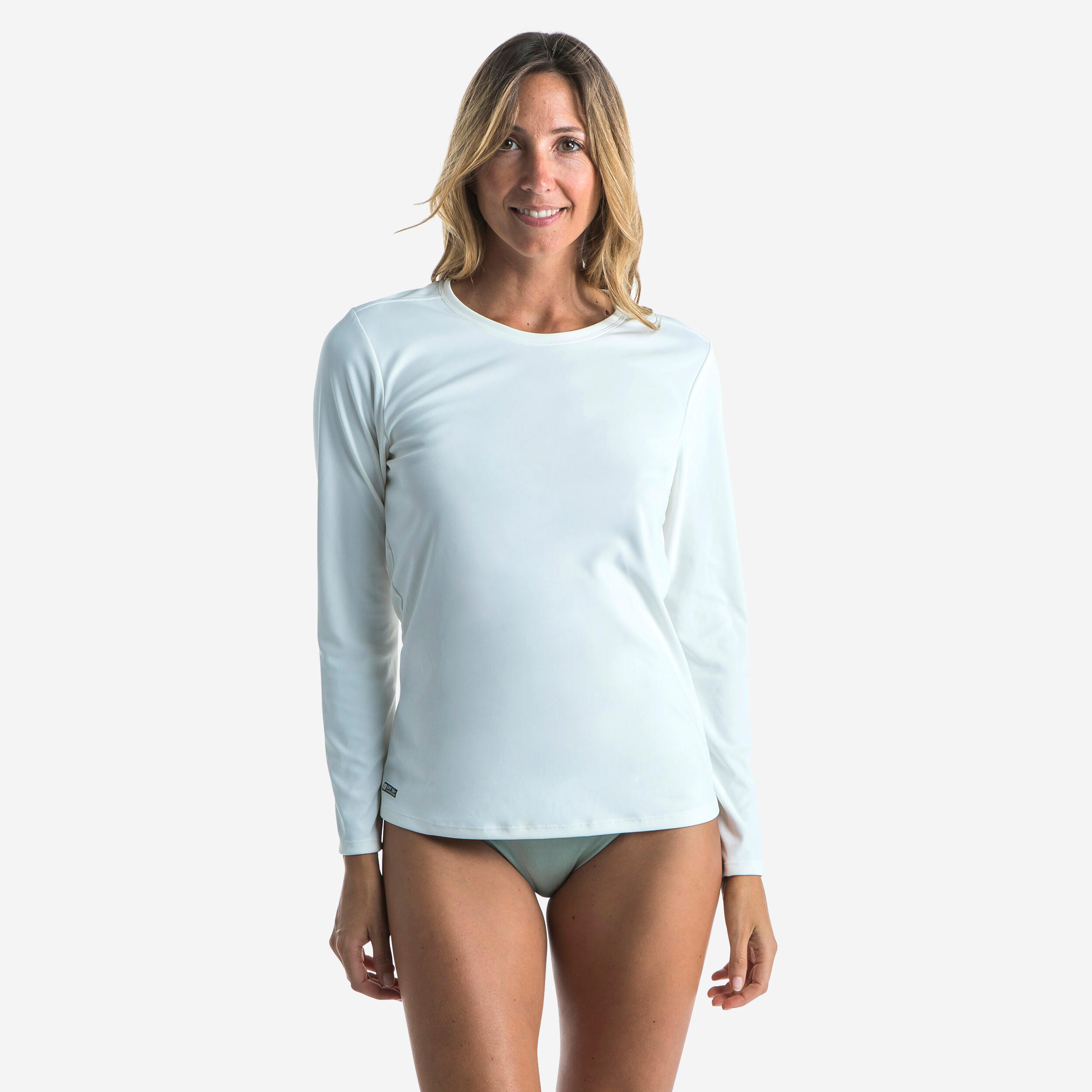 Womenâs Long-Sleeved Surfing Rash Guard, 100