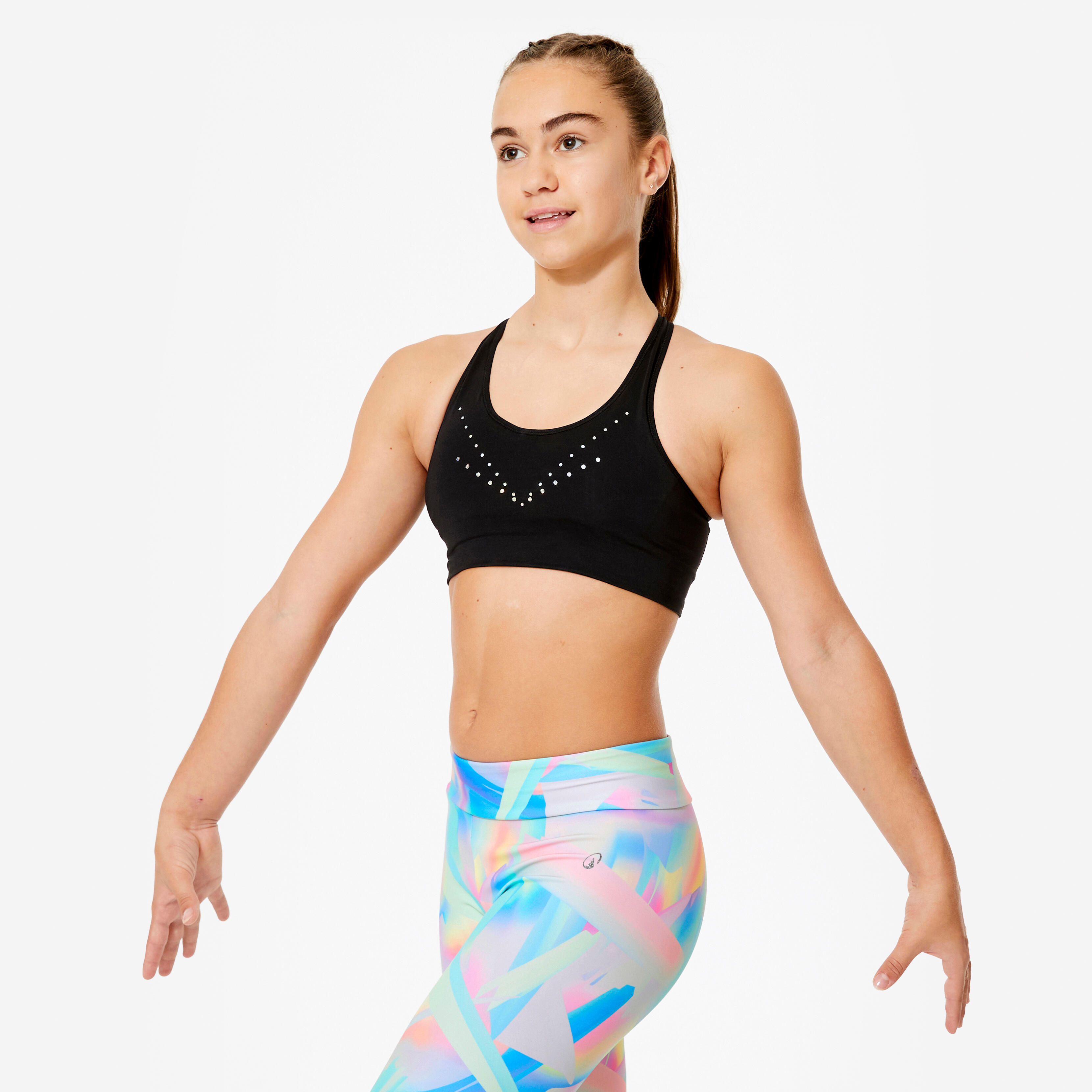 Girl's Gymnastics Sports Bra - 500 Black