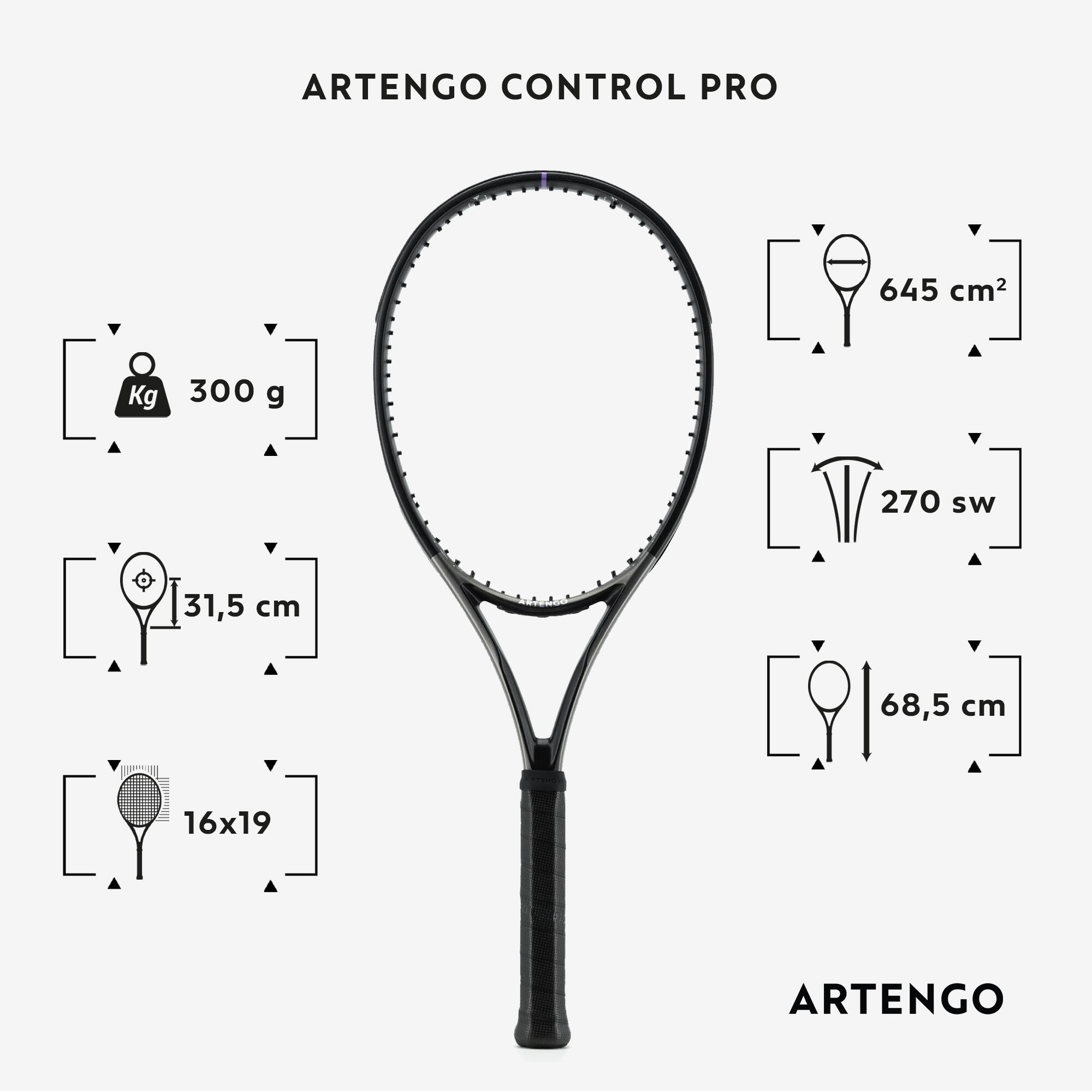 Unstrung Tennis Racket 300 g – TR 960 Control Pro
