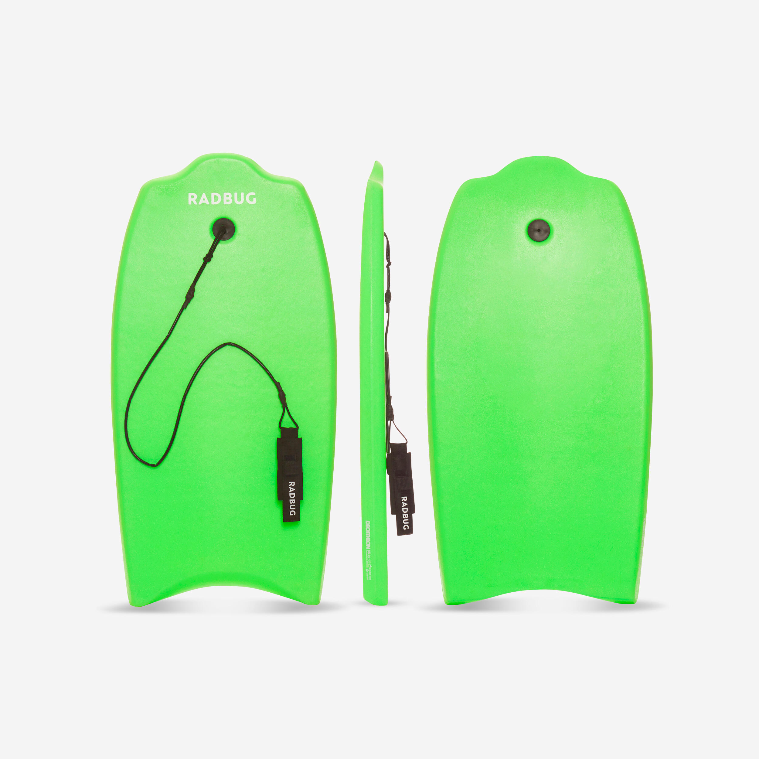 35" Entry-level 100 Technical Bodyboard with leash for 6-12 year-olds - Kids