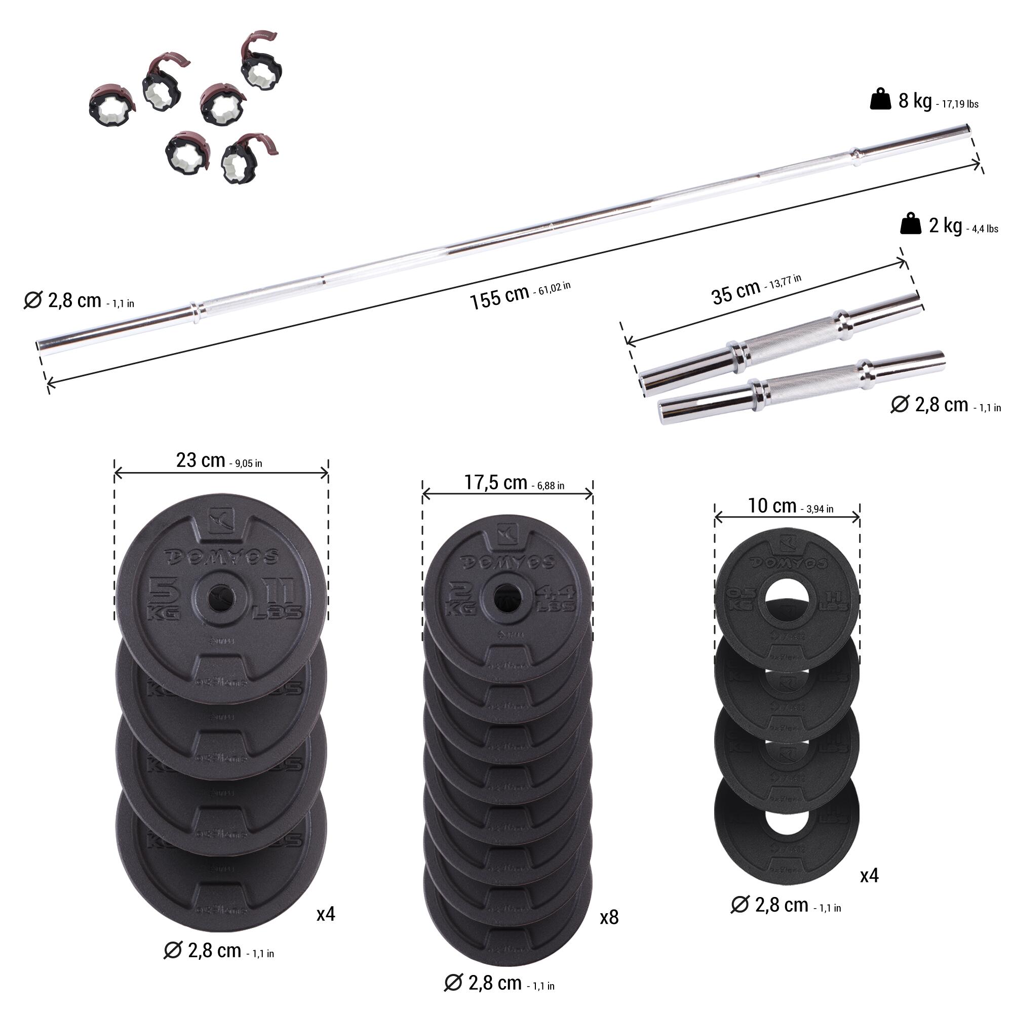 Dumbbell Set with Bar 50 kg (110 lb)