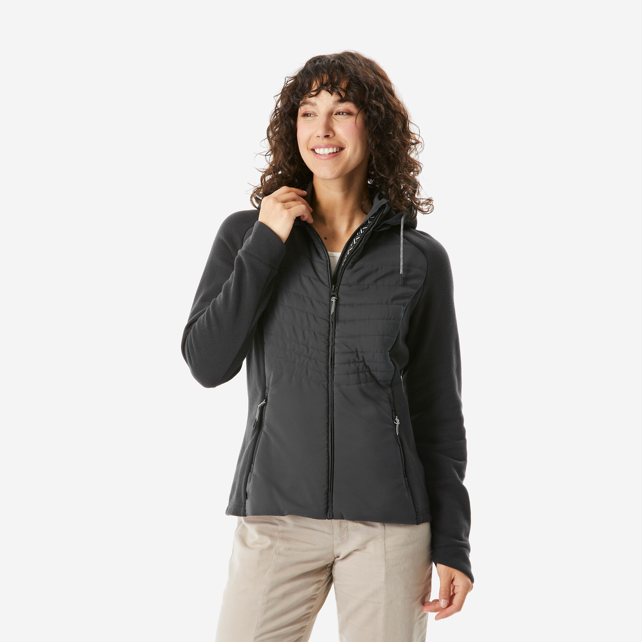 Womenâs Hiking Hoodie, NH 500Â Hybrid
