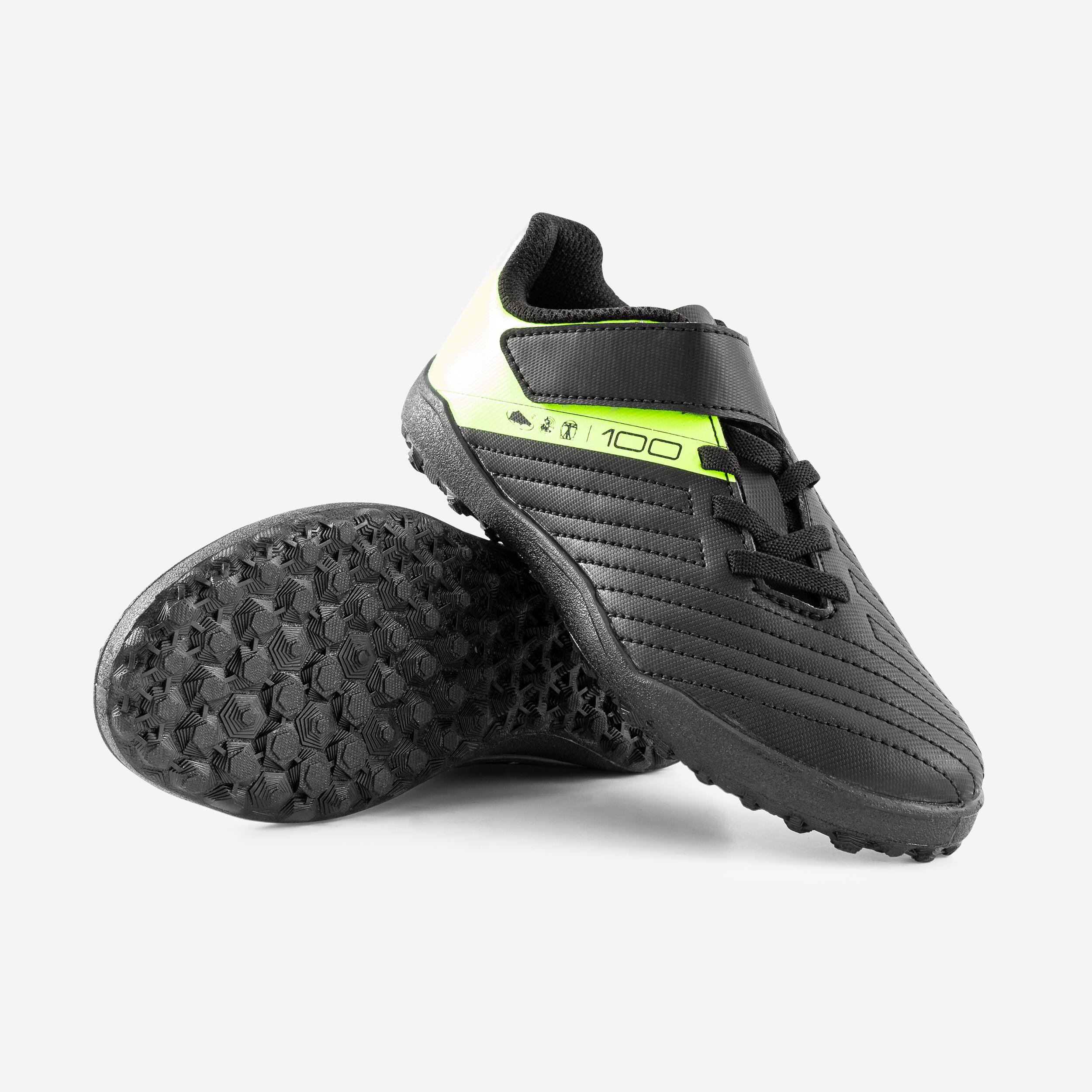 Kids' Soccer Shoes - 100 Black/Yellow