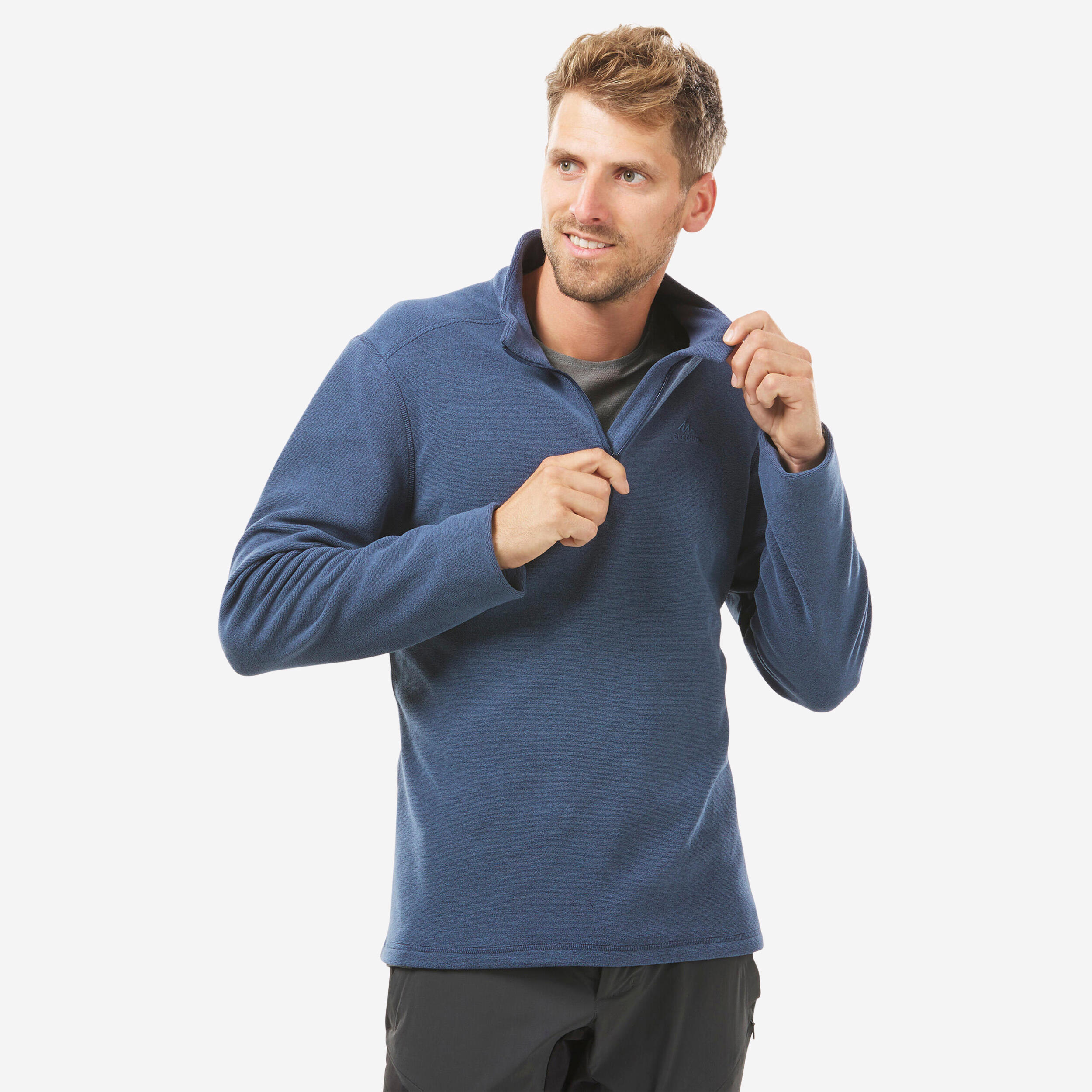 Menâs Fleece Sweater - MH 100 Blue/Grey