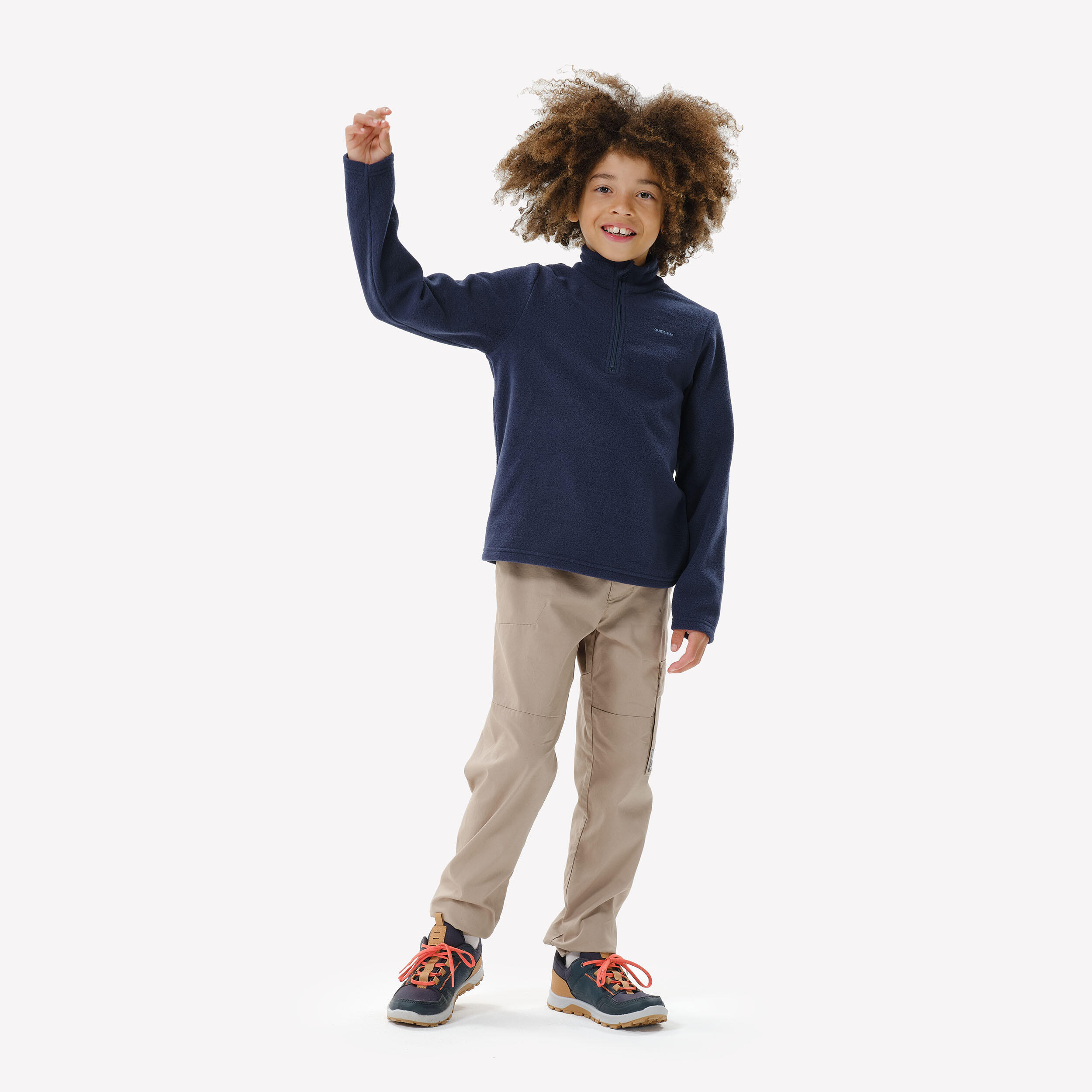 Kidsâ Half-Zip Fleece Hiking Sweater, MH 100 Age 7-15