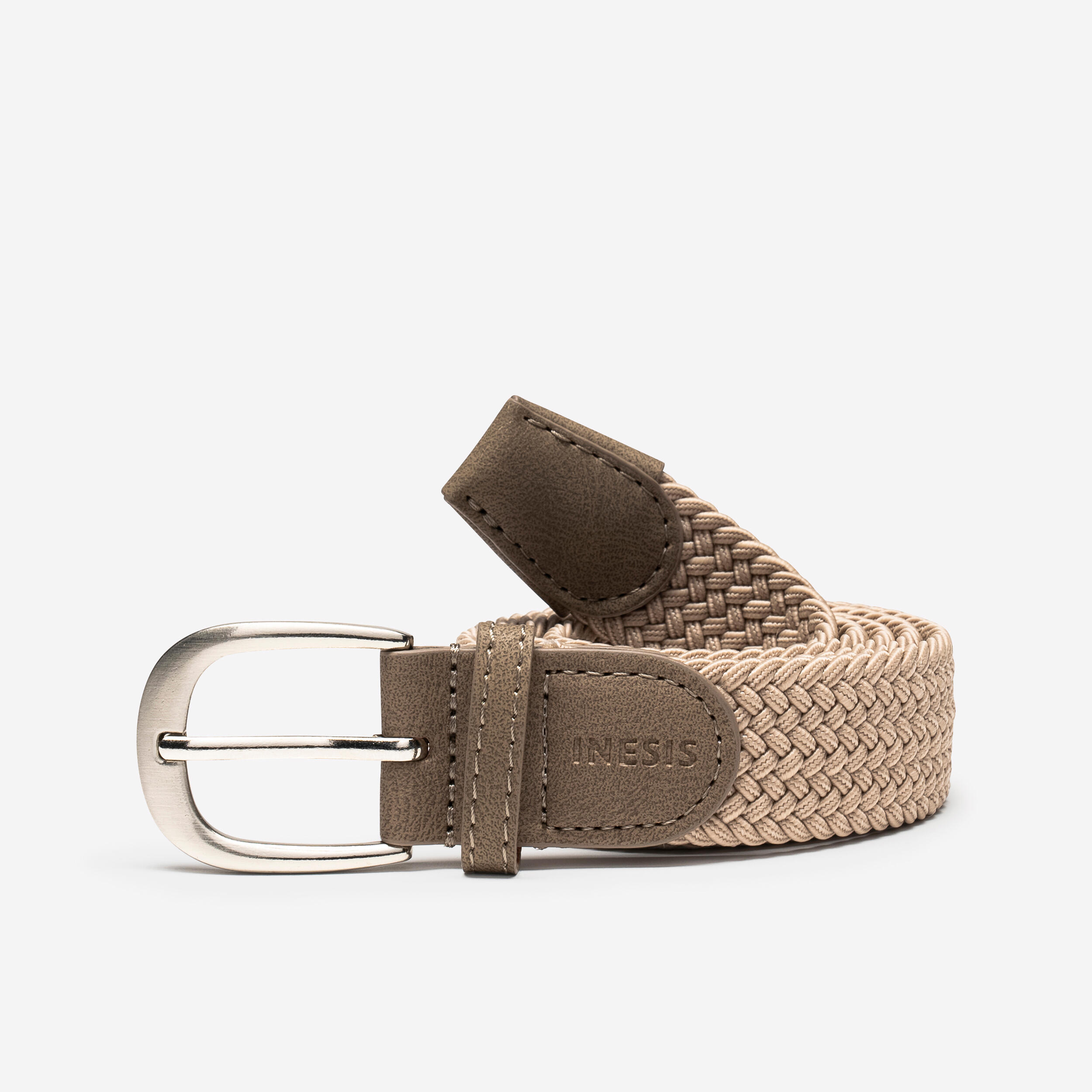 Menâs Stretchy Braided Golf Belt - Beige