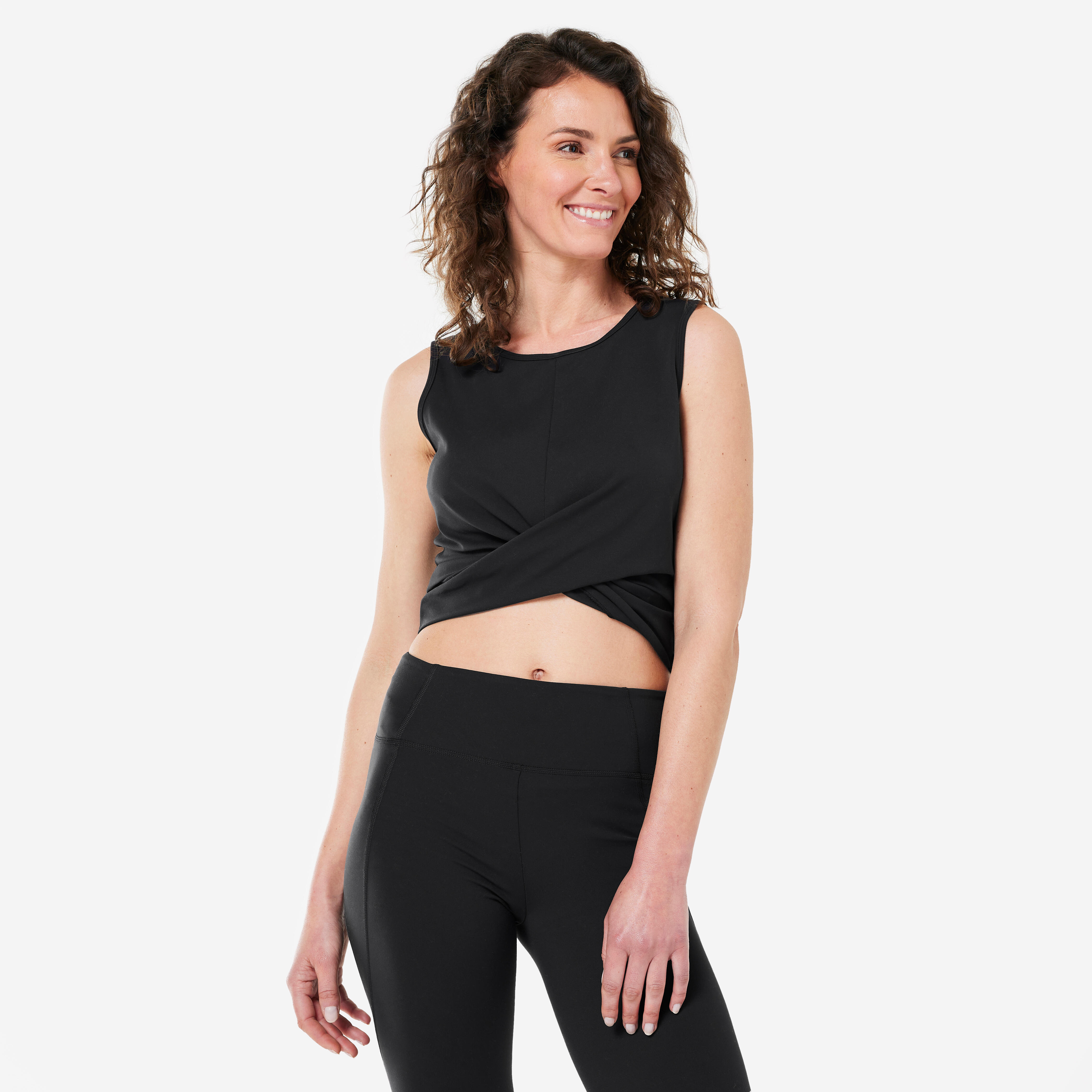 Womenâs Yoga Crop Top - Premium Black